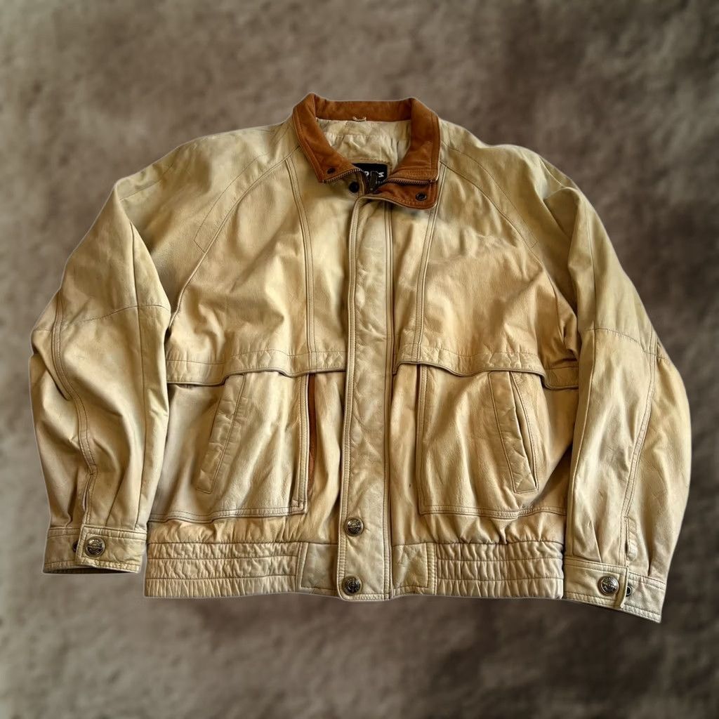 Vintage VINTAGE Wilsons Leather Jacket Mens Large Beige Bomber Elastic Hem Size US L / EU 52-54 / 3 - 1 Thumbnail