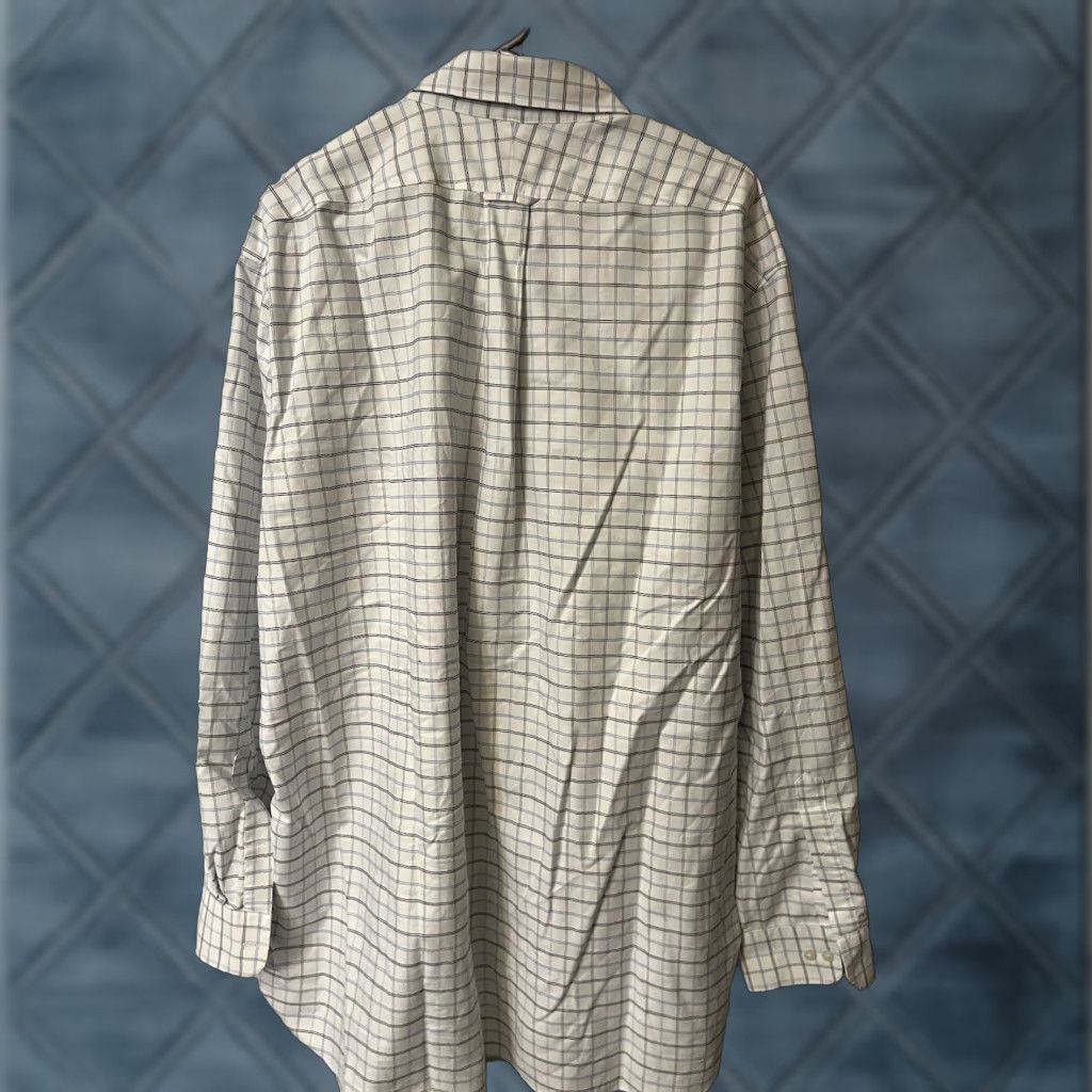 Lands' End Lands' End Flannel Shirt Women's 2XL White Plaid Cotton Button Up Size XXL / US 16-18 / IT 52-54 - 1 Thumbnail