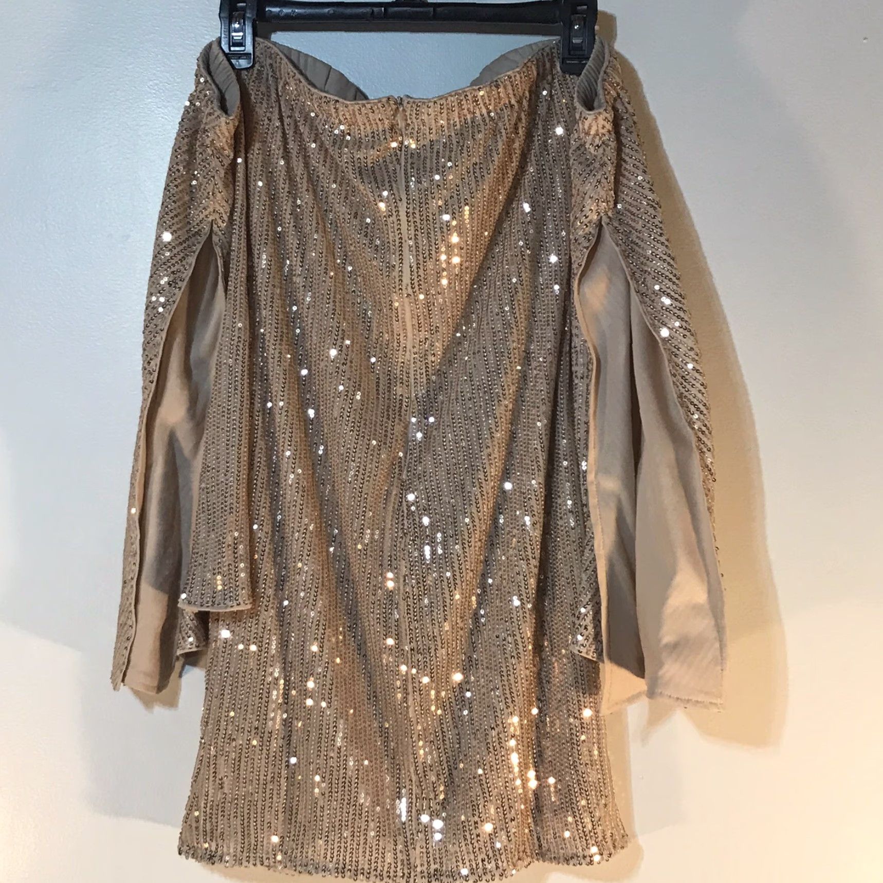 Shein SheIn Gold Sequined Off Shoulder Mini Dress Women’s Size M Evening Party Club Wear Size M / US 6-8 / IT 42-44 - 3 Thumbnail