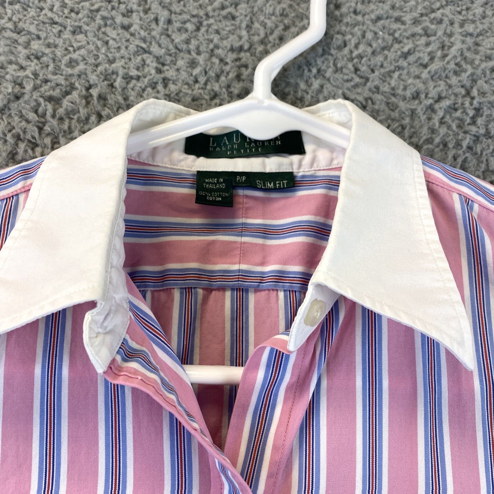 Ralph Lauren Ralph Lauren Pink Striped Button-Down Dress Shirt LS Women Slim Fit / 62-28 S Petite Women Mens? Size XXS / US 00 / IT 34 - 3 Thumbnail