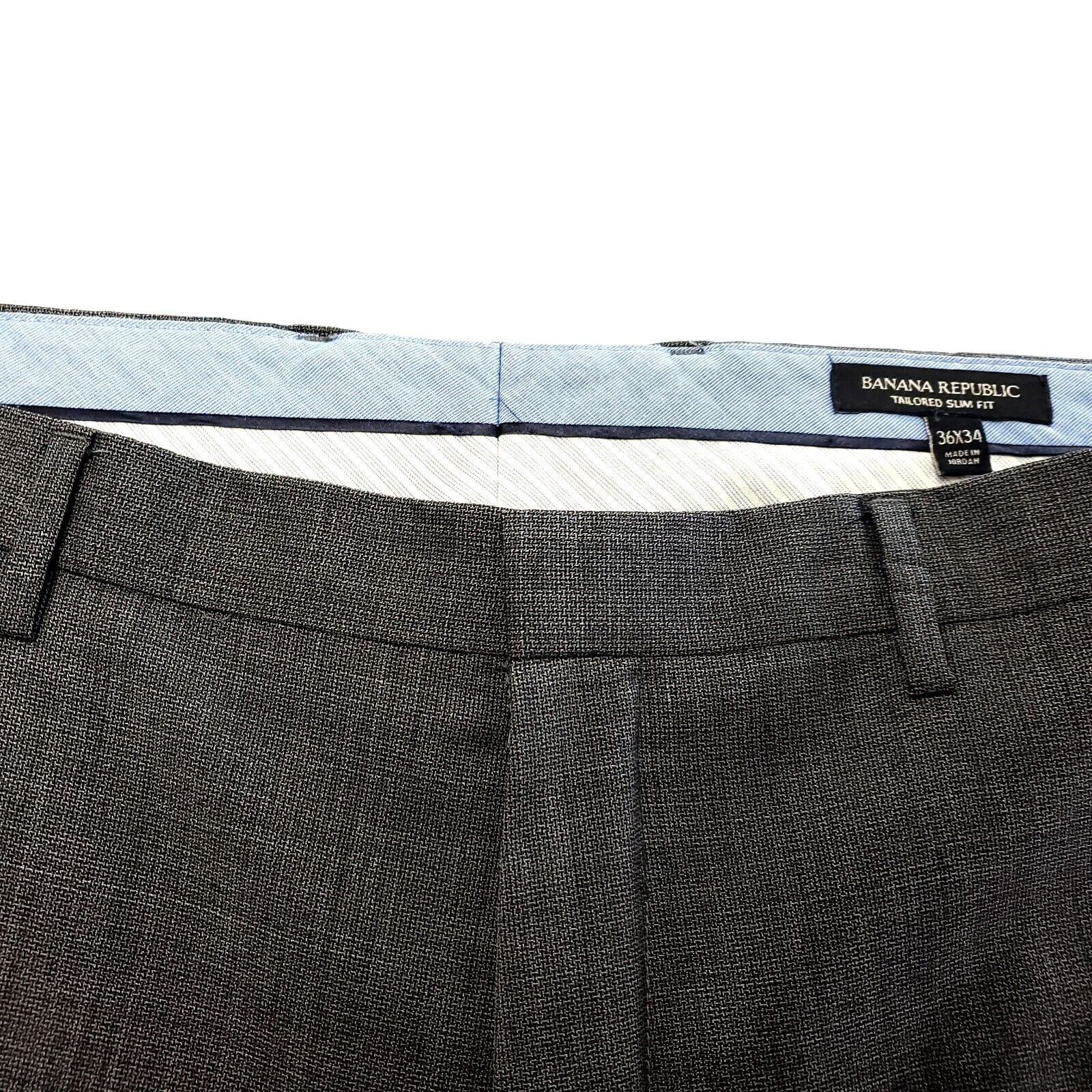 Banana Republic Banana Republic Wool Flat Front Mid Rise Gray Check Dress Pa Size 38L - 2 Thumbnail