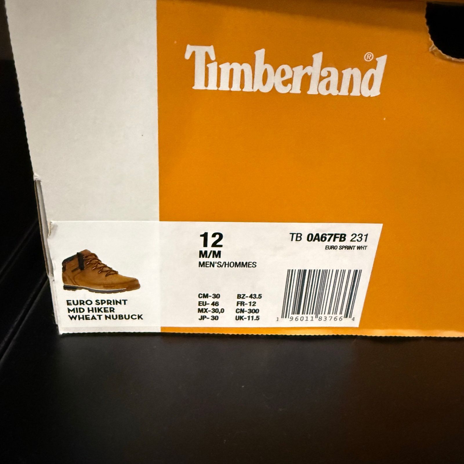 Timberland TIMBERLAND MEN'S 12 EURO SPRINT HIKER MID NUBUCK WHEAT A67FB Size US 12 / EU 45 - 9 Thumbnail