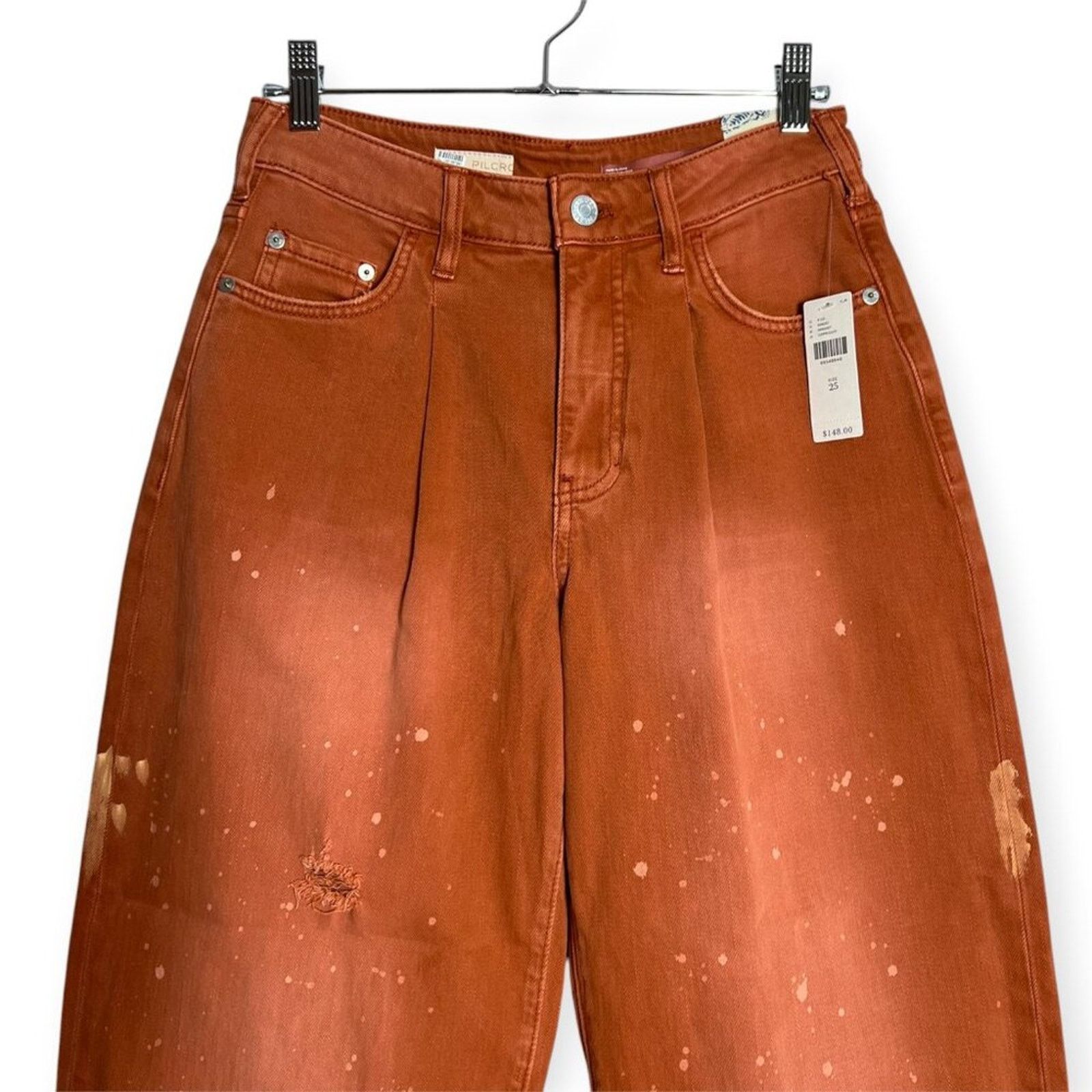 Anthropologie Pilcro The Breaker Orange High Rise Pants 25 NWT Size 25" / US 0 / IT 36 - 11 Thumbnail