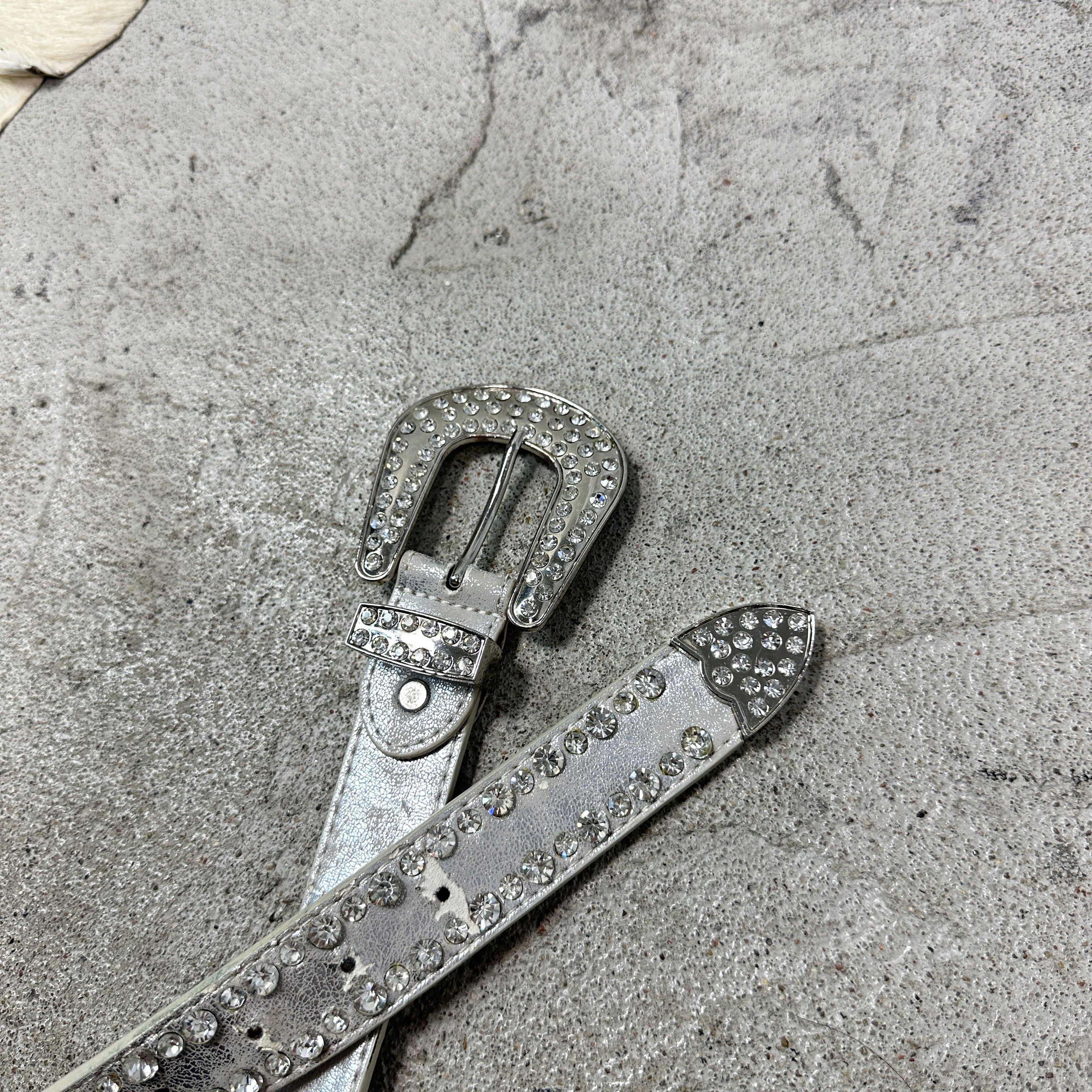 Vintage Vintage Avant Garde Rhinestones Silver Belt 00s Size ONE SIZE - 7 Thumbnail