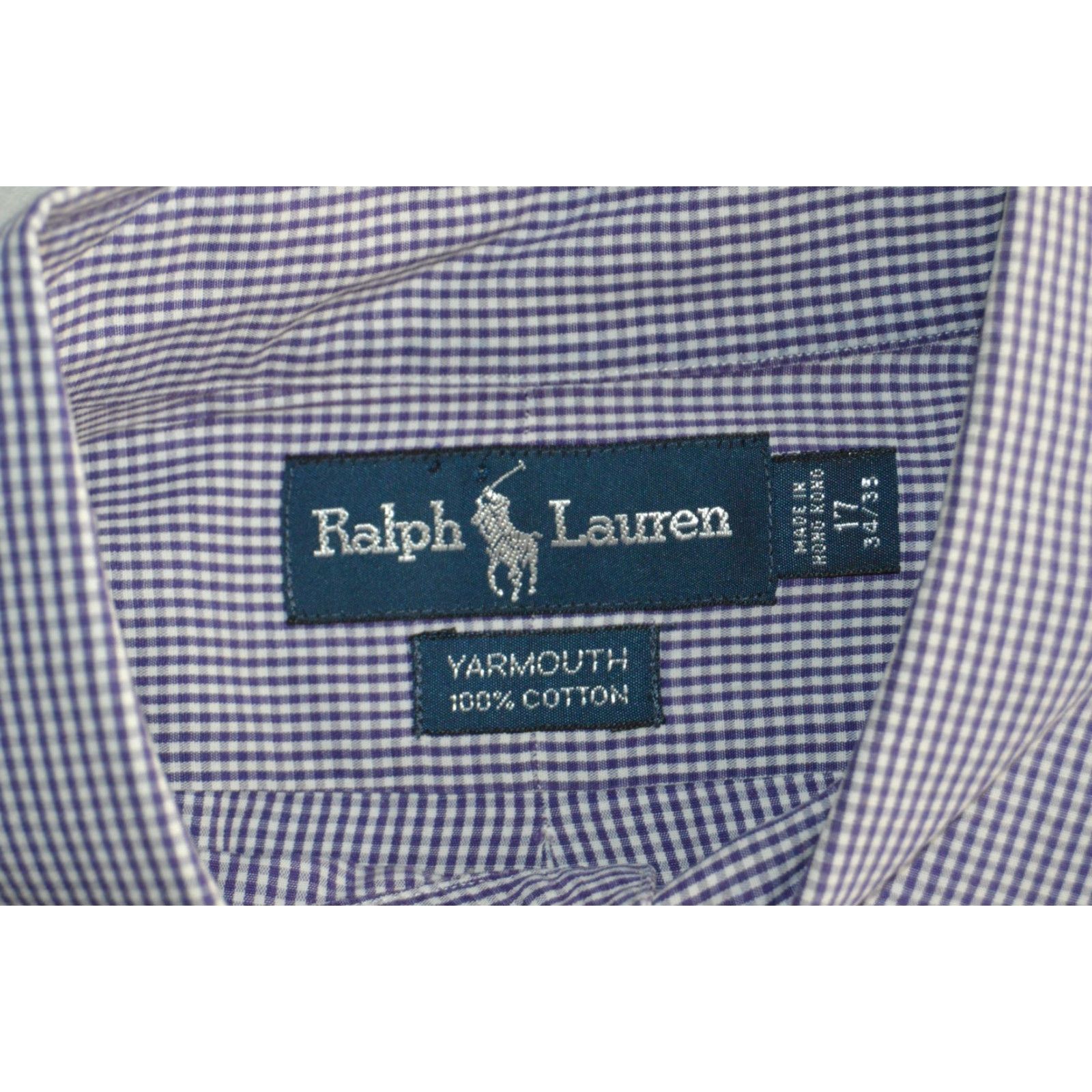 Polo Ralph Lauren VINTAGE Polo Ralph Lauren Dress Shirt Purple Check 17 34/35 Mens Size 46R - 4 Thumbnail