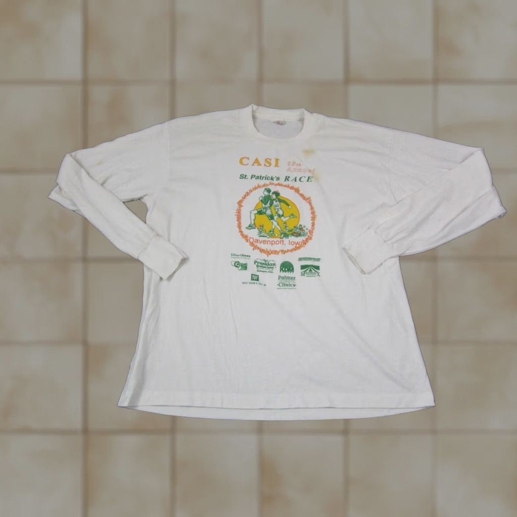 Casio VINTAGE Marathon Shirt Men Large L White CASI St Patricks Race Single Stitch 90s Size US L / EU 52-54 / 3 - 1 Thumbnail