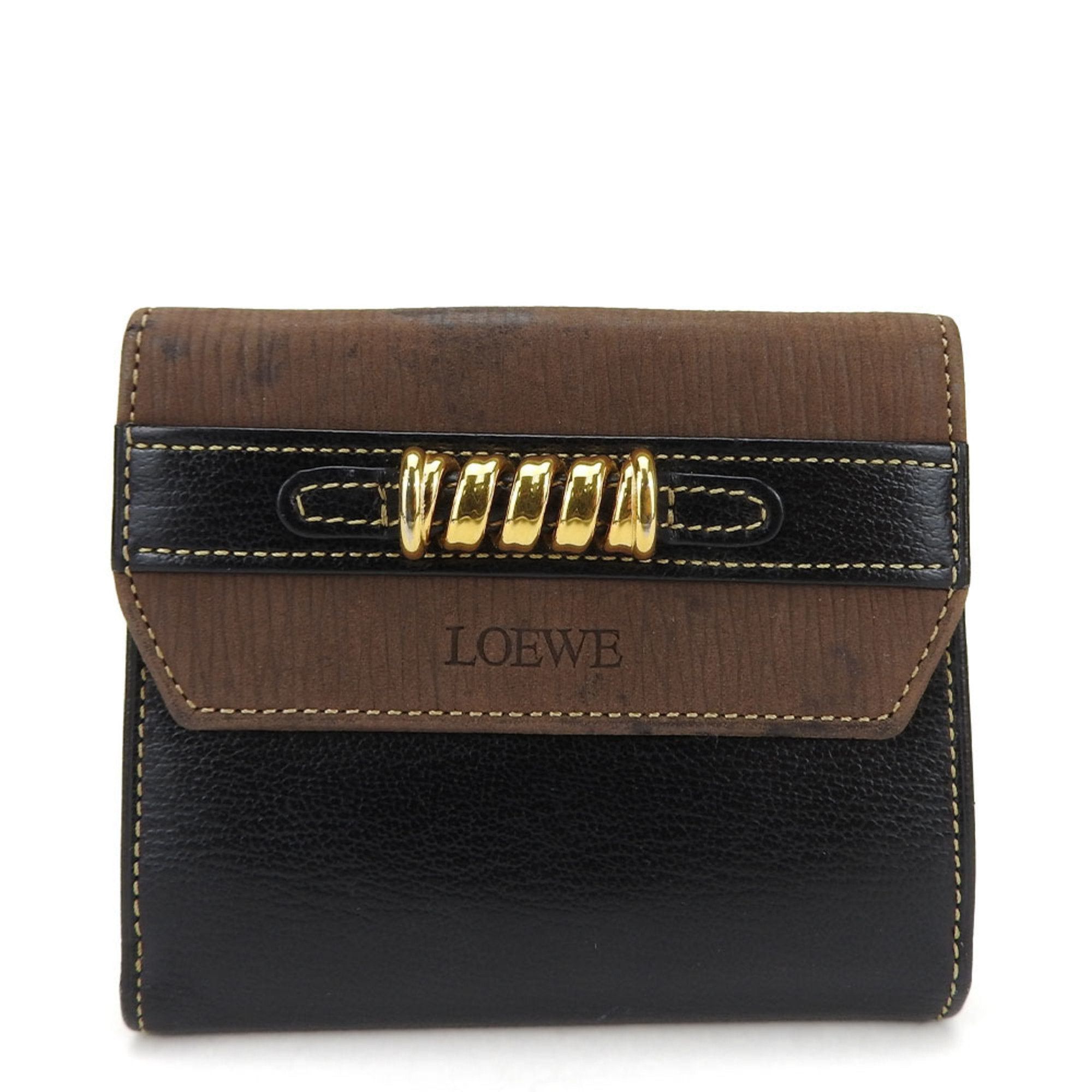 image of Loewe Bifold Wallet Velasquez Leather Black Brown Accessories Women's
