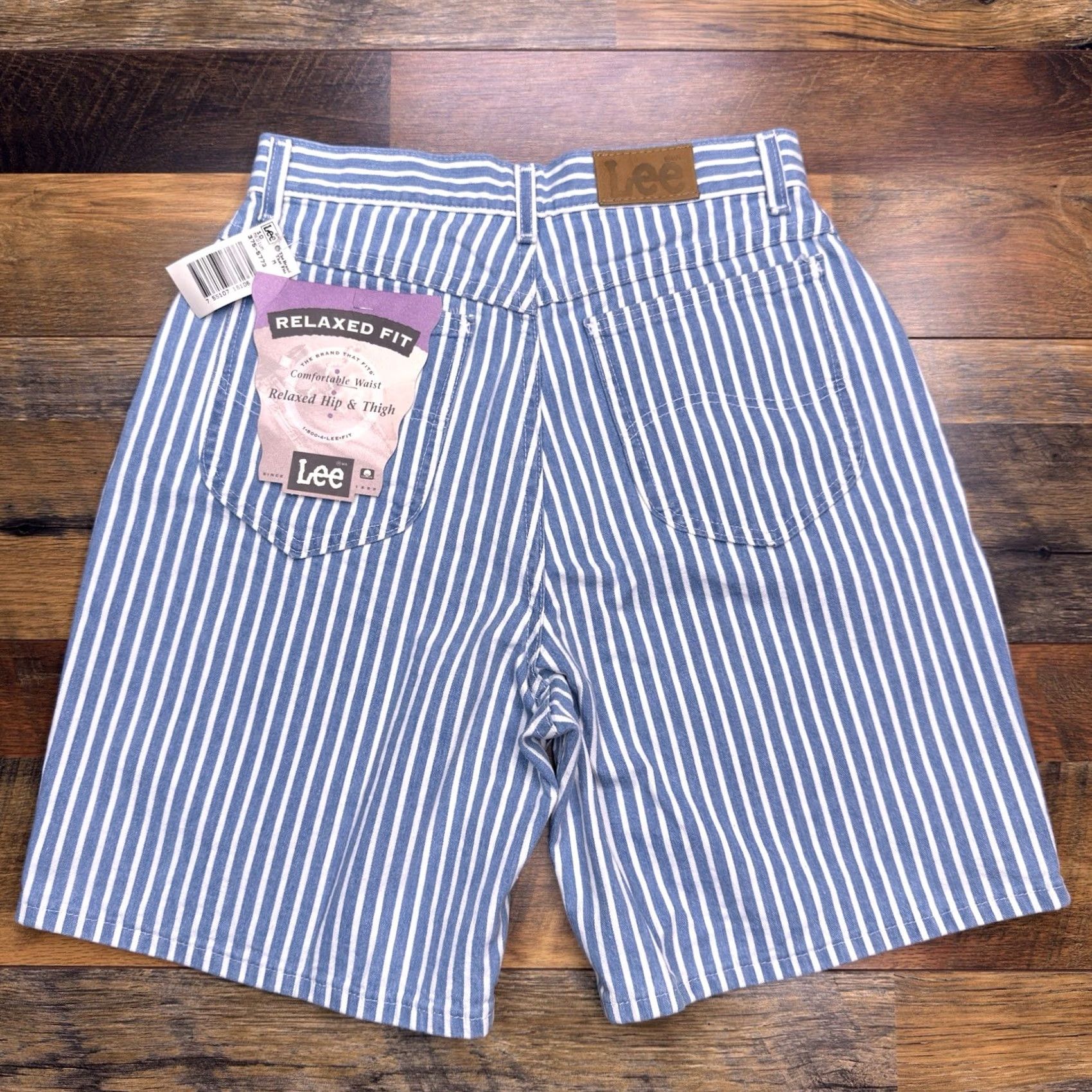 Lee VINTAGE Lee Relaxed For Shorts Womens 10 Blue Striped Denim High Rise USA New Size 32" / US 10 / IT 46 - 3 Thumbnail