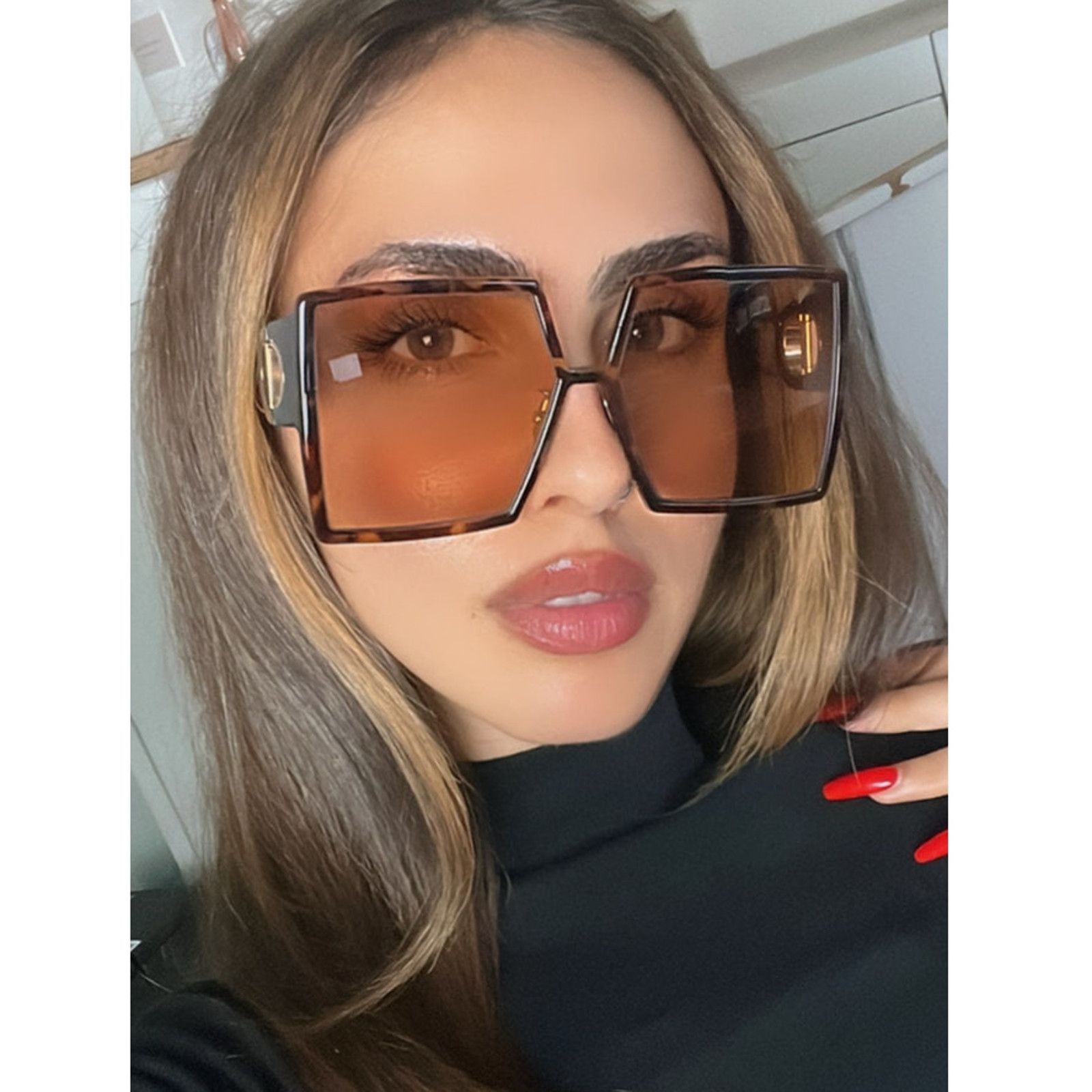 Dior NEW Dior 30Montaigne SU Brown Oversized Square Sunglasses Size ONE SIZE - 1 Thumbnail