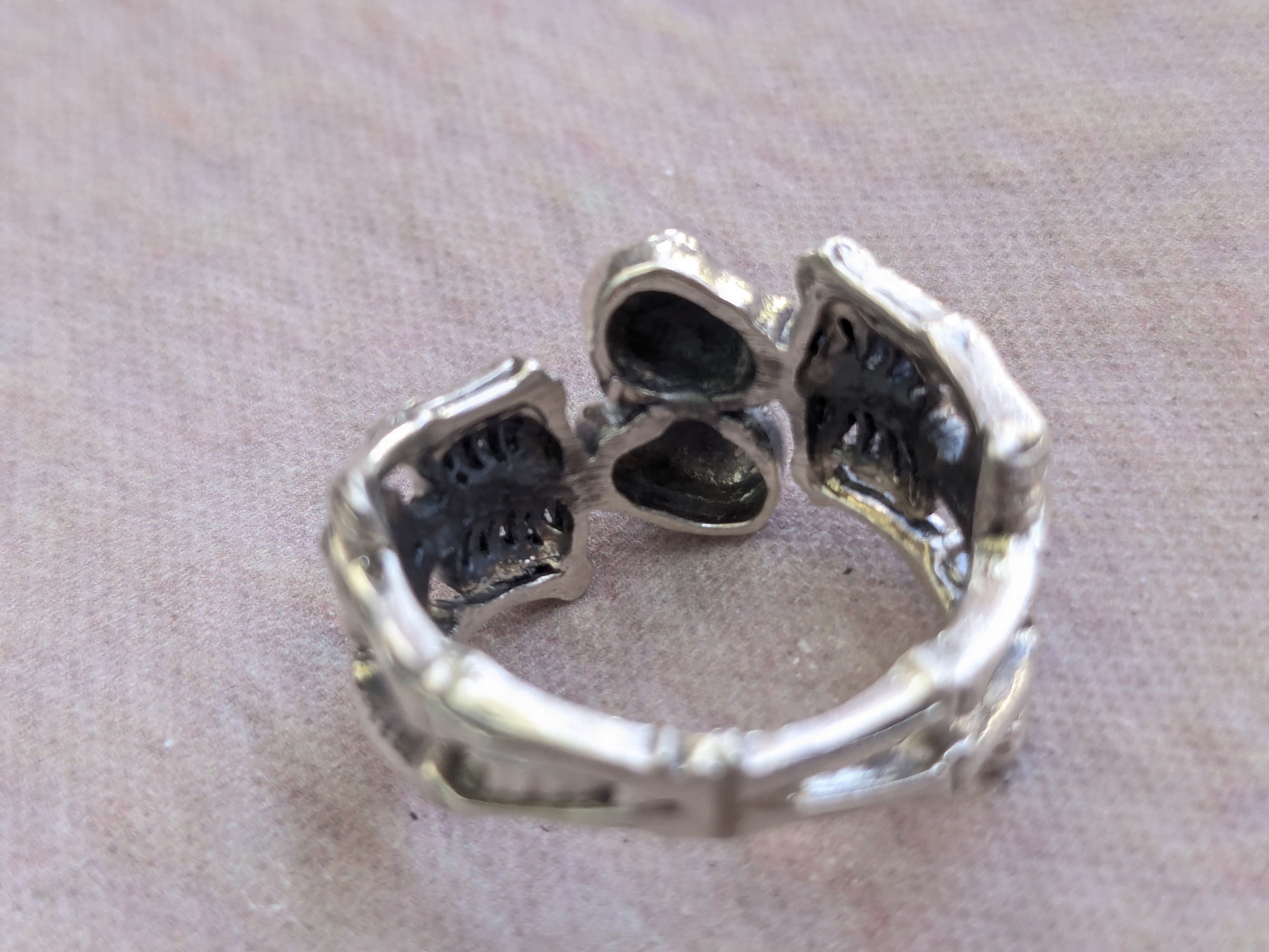 Jewelry Vintage Sterling Silver Ring Skeleton Skull 8.75 Size ONE SIZE - 5 Thumbnail