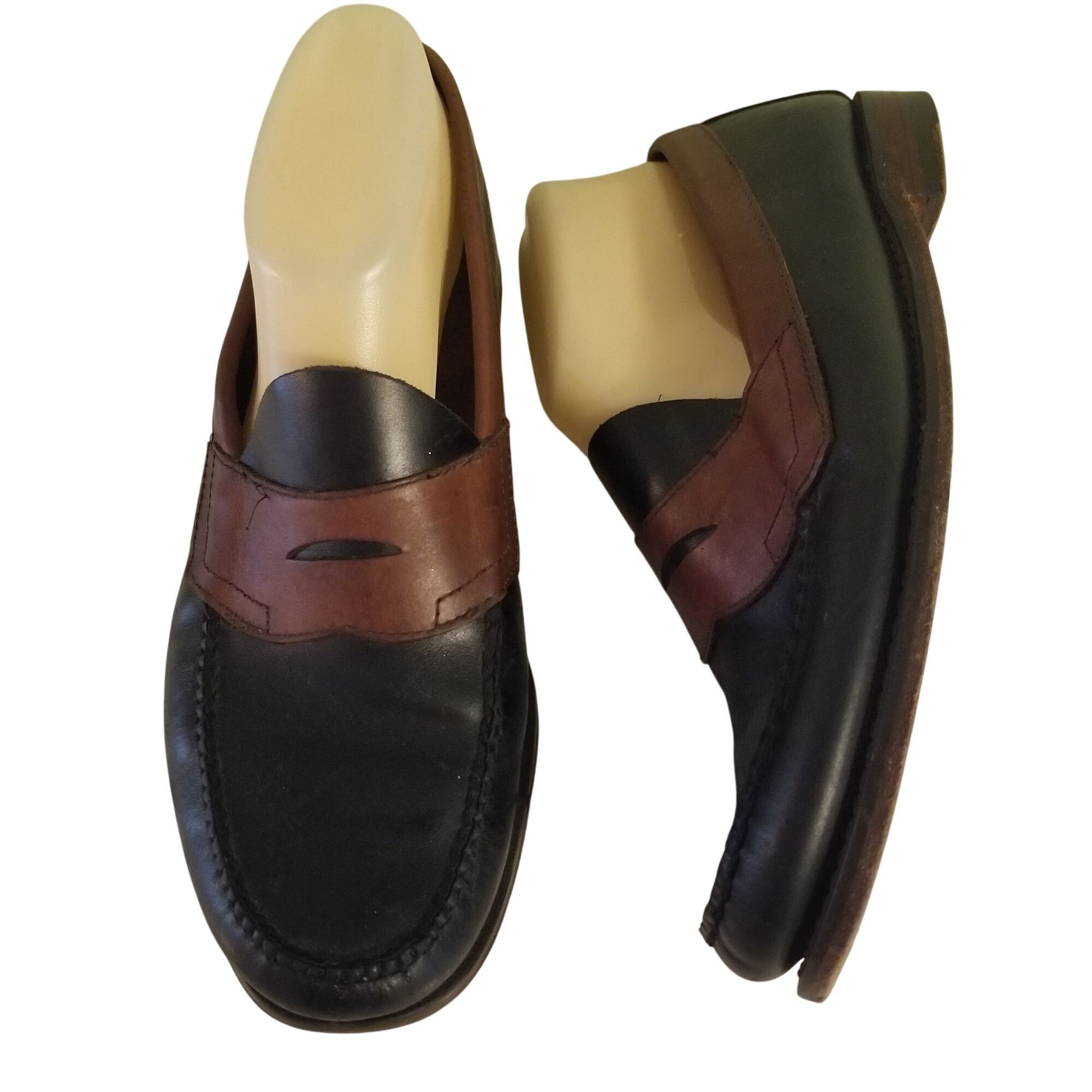 G.H. Bass & Co. Bass Weejuns 9D Brown Black 2 Tone Leather Penny Loafers CAR Size US 9 / EU 42 - 1 Thumbnail