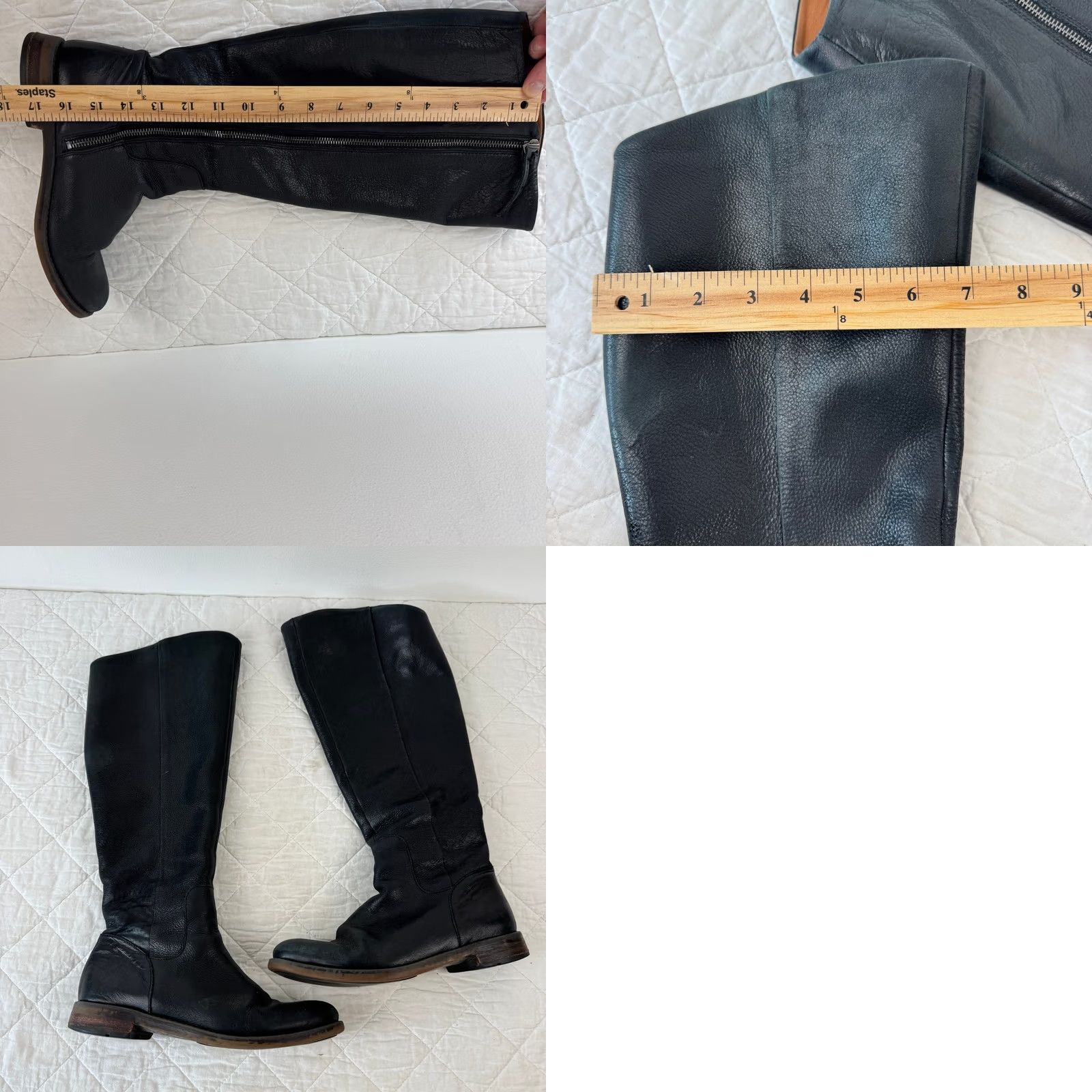 Vintage Marli Black Leather Knee High Riding Boot Womens Size 8M Side Zip Hand Finished Size US 8 / IT 38 - 8 Thumbnail