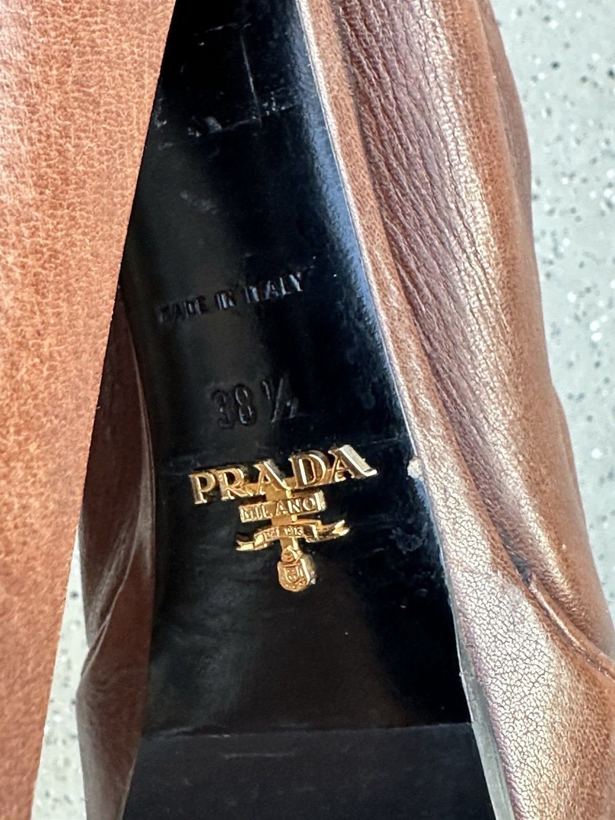 Prada DDP Prada Womens Brown Leather Platform Heel Boots Size 38,5 Size US 8.5 / IT 38.5 - 21 Thumbnail