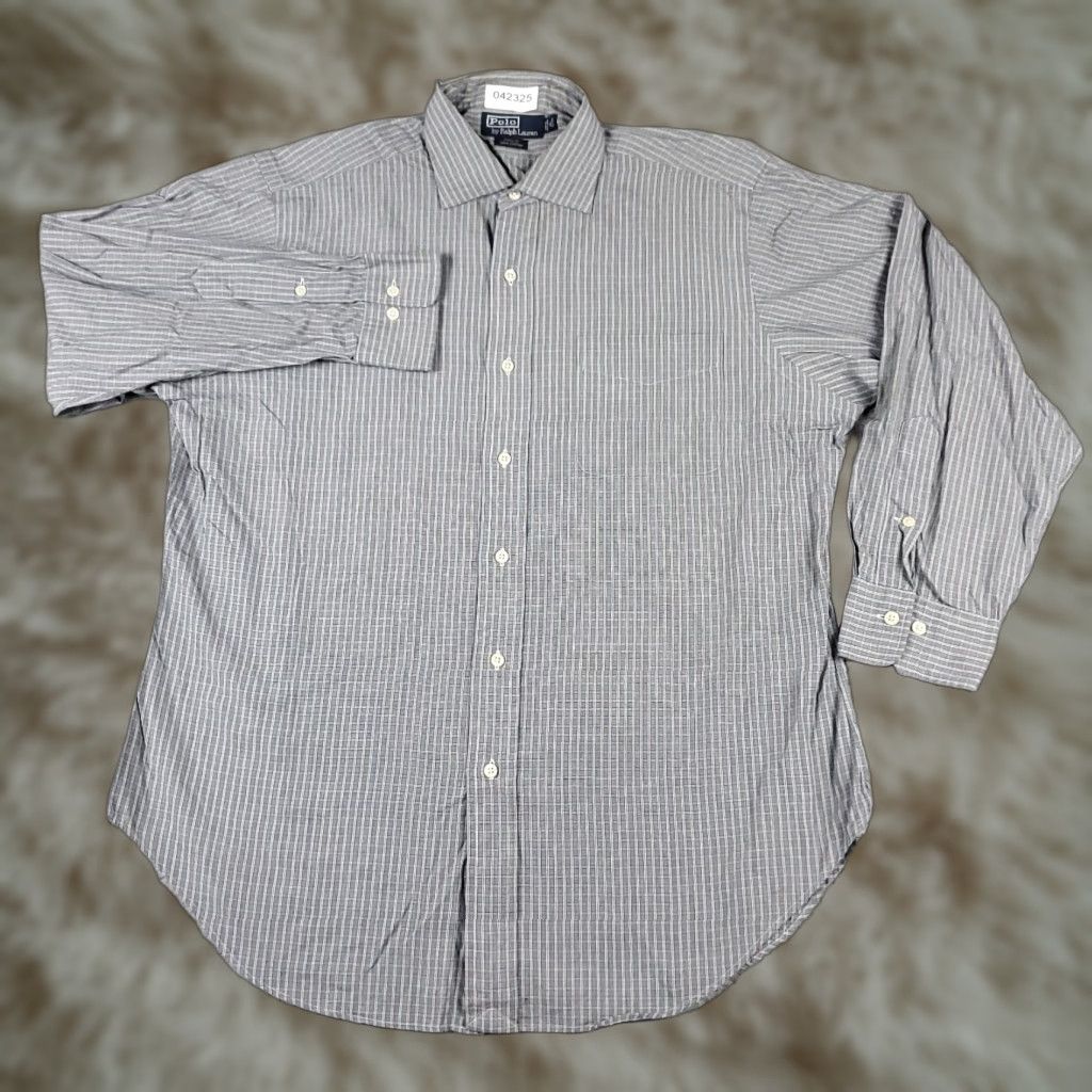 Ralph Lauren Ralph Lauren Shirt Mens 16 Gray Plaid Dress Button Up Long Sleeve - Regular Fit, Non-Iron, Pockets, 100% Cotton, Classic American Style Size 42R - 1 Thumbnail