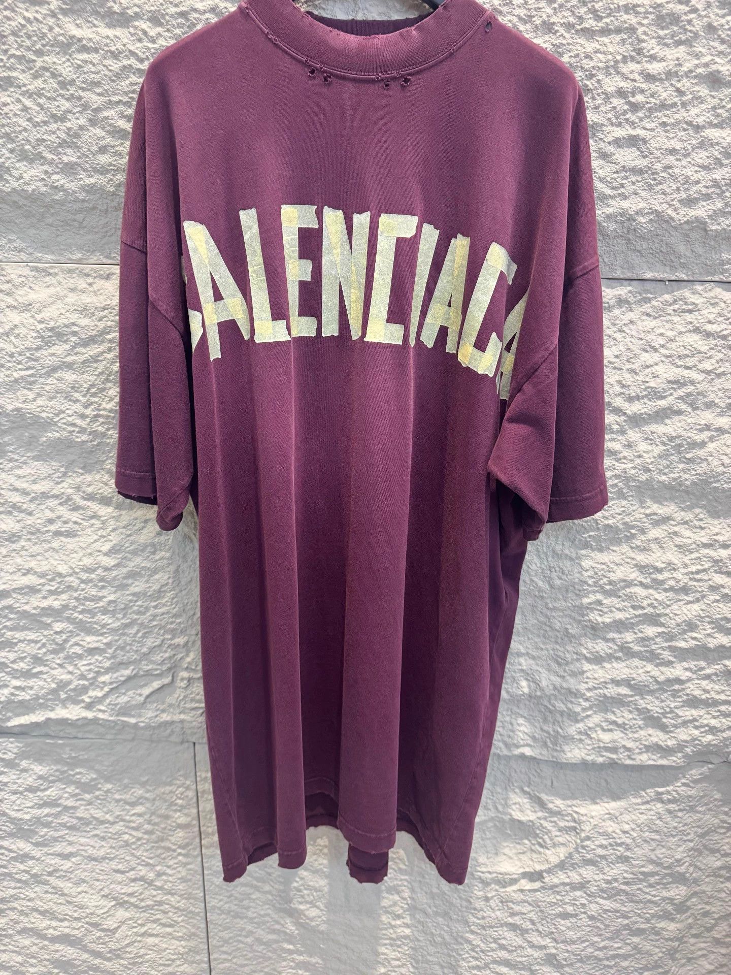 Balenciaga Tape Logo Burgundy T-Shirt 2