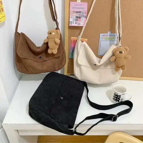 Japanese Brand Kusuno x Aoshi Y2k corduroy messenger bag shoulder bag Size ONE SIZE - 4 Thumbnail