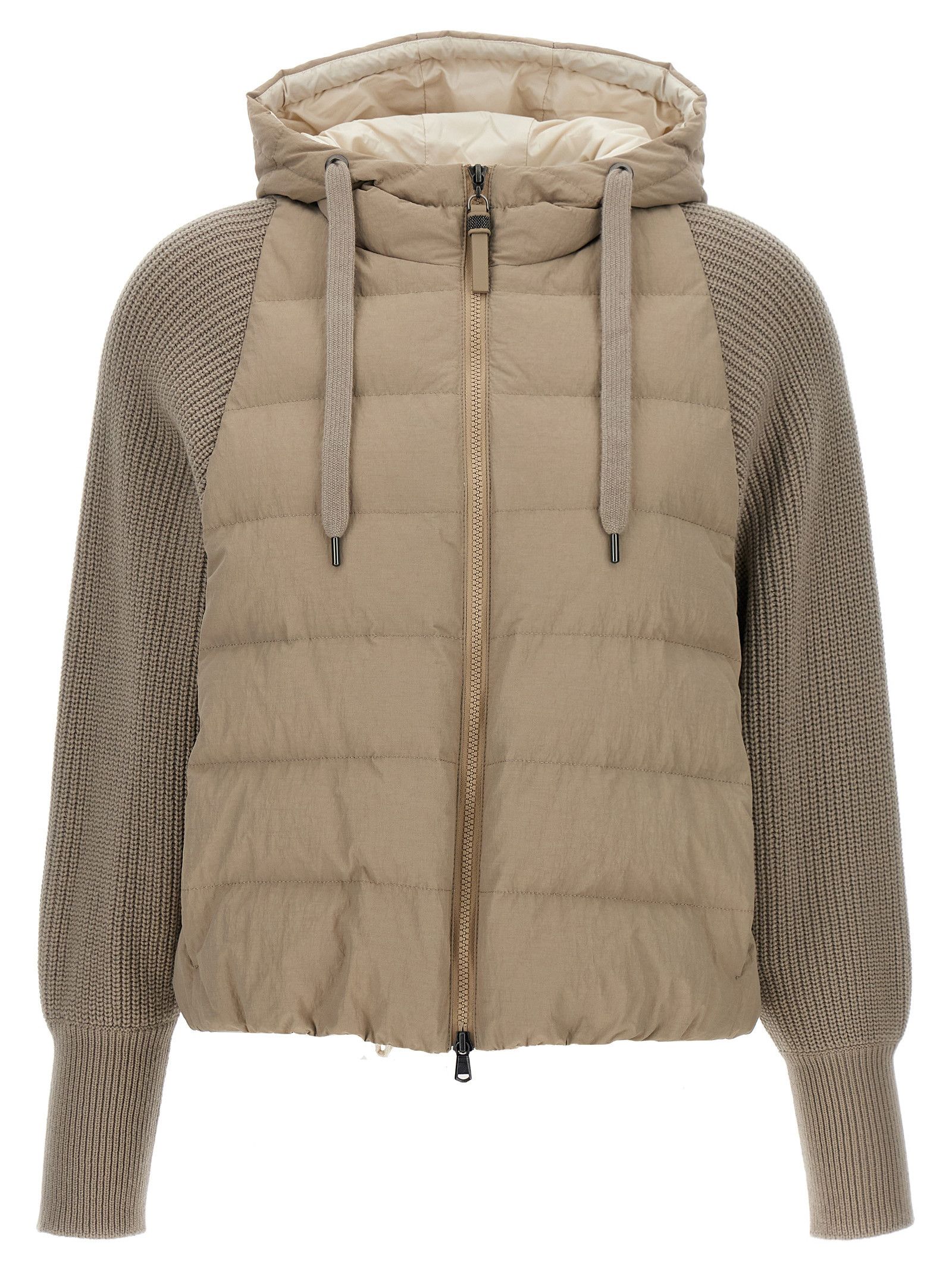 Brunello Cucinelli Two-Material Puffer Jacket Size M / US 6-8 / IT 42-44 - 1 Thumbnail