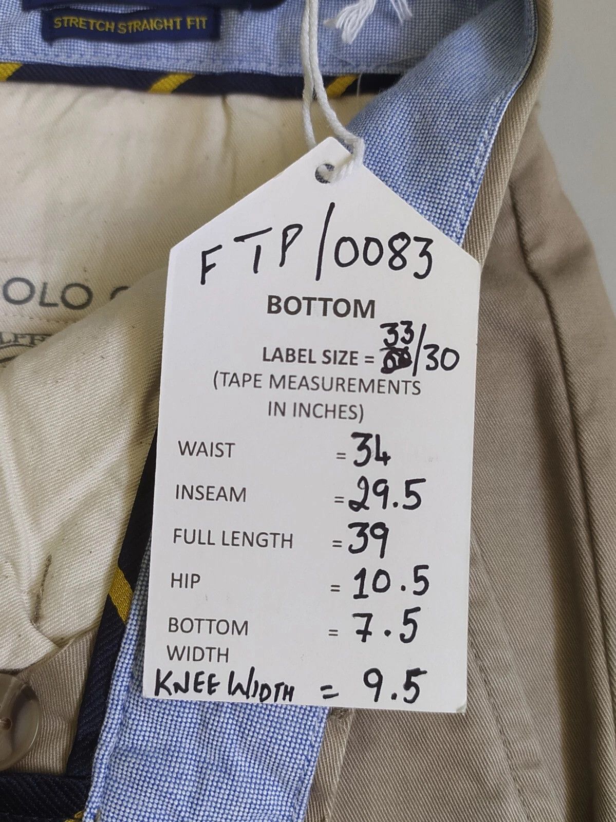 Polo Ralph Lauren Polo Ralph Lauren Stretch Straight Fit Chino Pant FTP 0083 Size US 33 - 6 Thumbnail