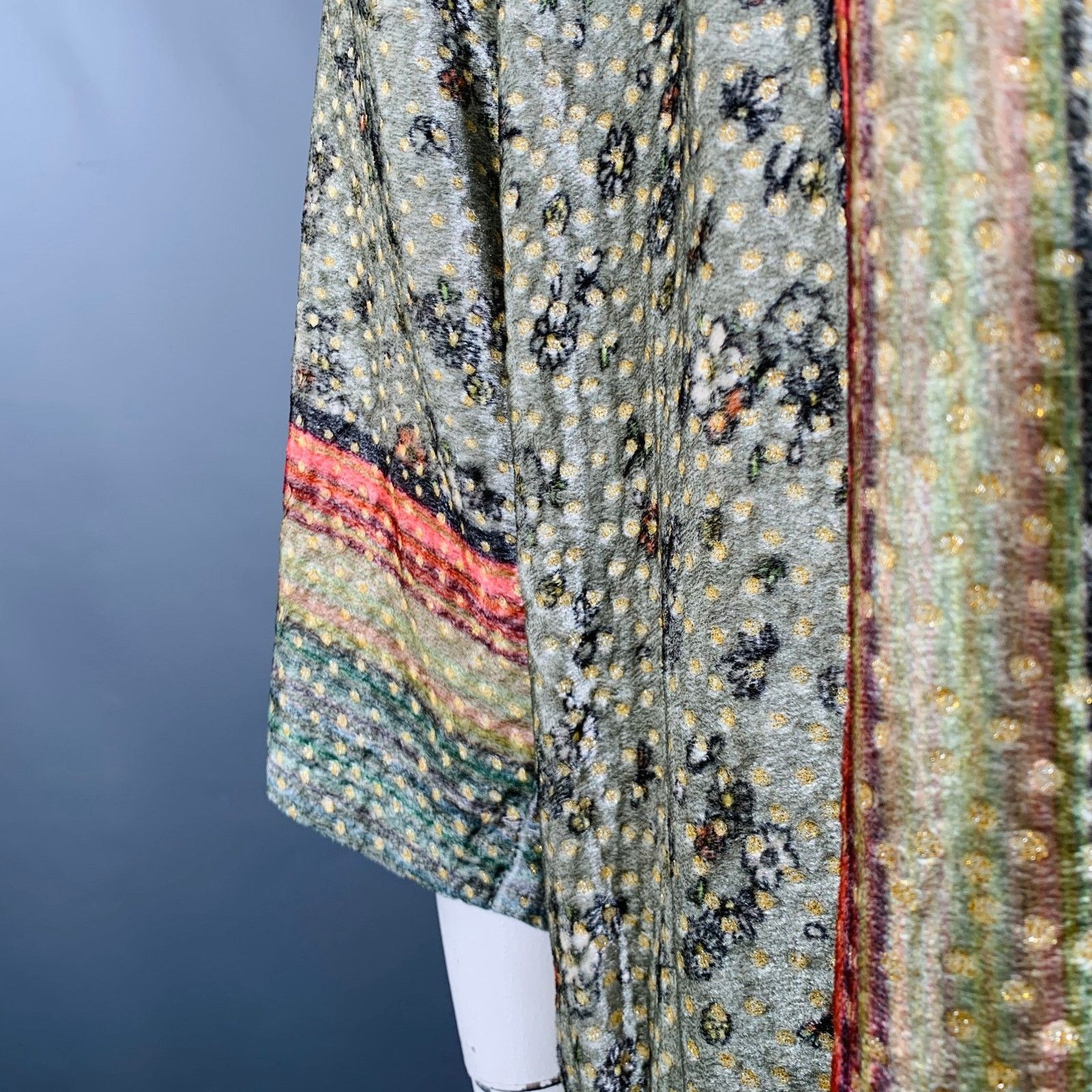 Other BLANK LONDON Green Sage Viscose Floral Open Front Coat Size ONE SIZE - 4 Thumbnail