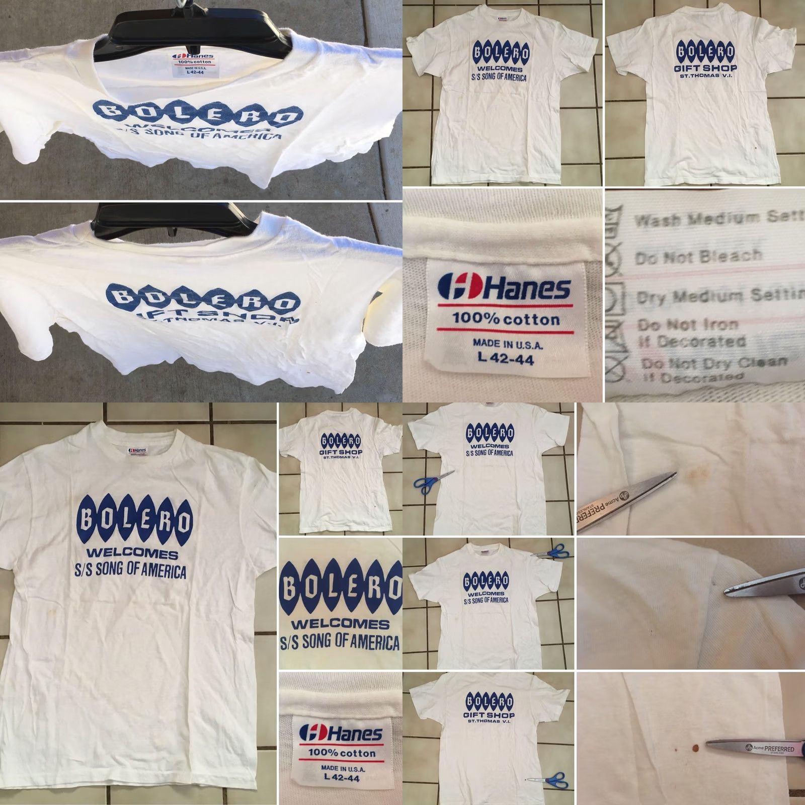 Hanes VINTAGE Hanes Bolero Welcomes S/S Song of America Graphic Tee Shirt Mens L White 1980s St. Thomas VI Gift Shop Size US L / EU 52-54 / 3 - 8 Thumbnail