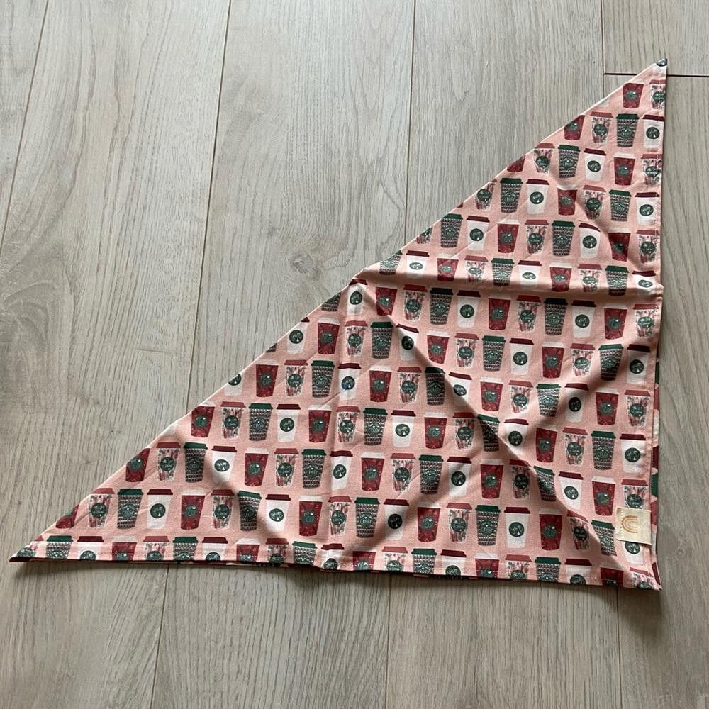 Designer Pink Starbucks Coffee Dog Bandana Size ONE SIZE - 1 Thumbnail