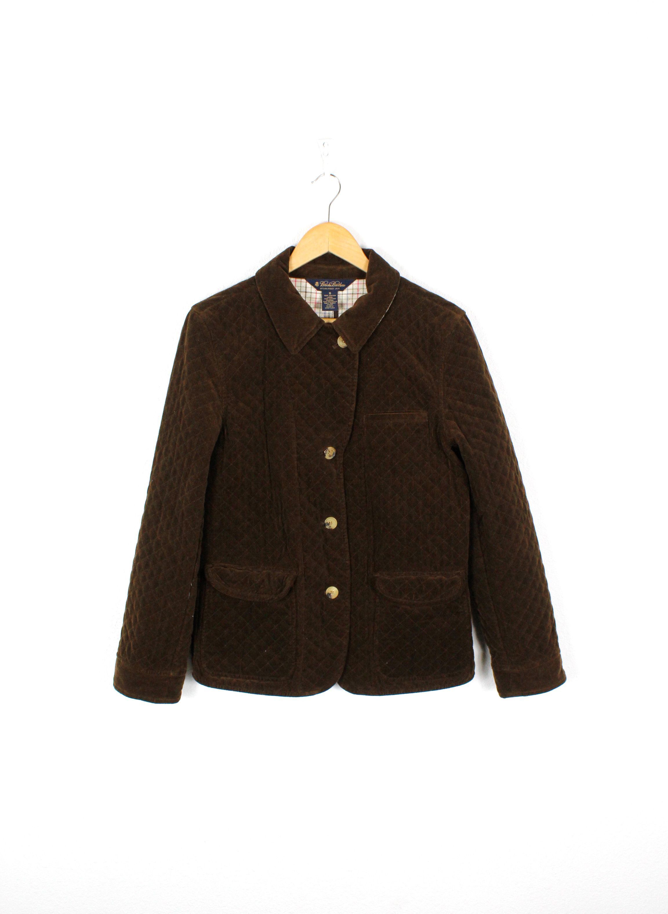 Brooks Brothers × Vintage Womens Brooks Brothers Brown Velvet Quilted Jacket Size L / US 10 / IT 46 - 1 Thumbnail