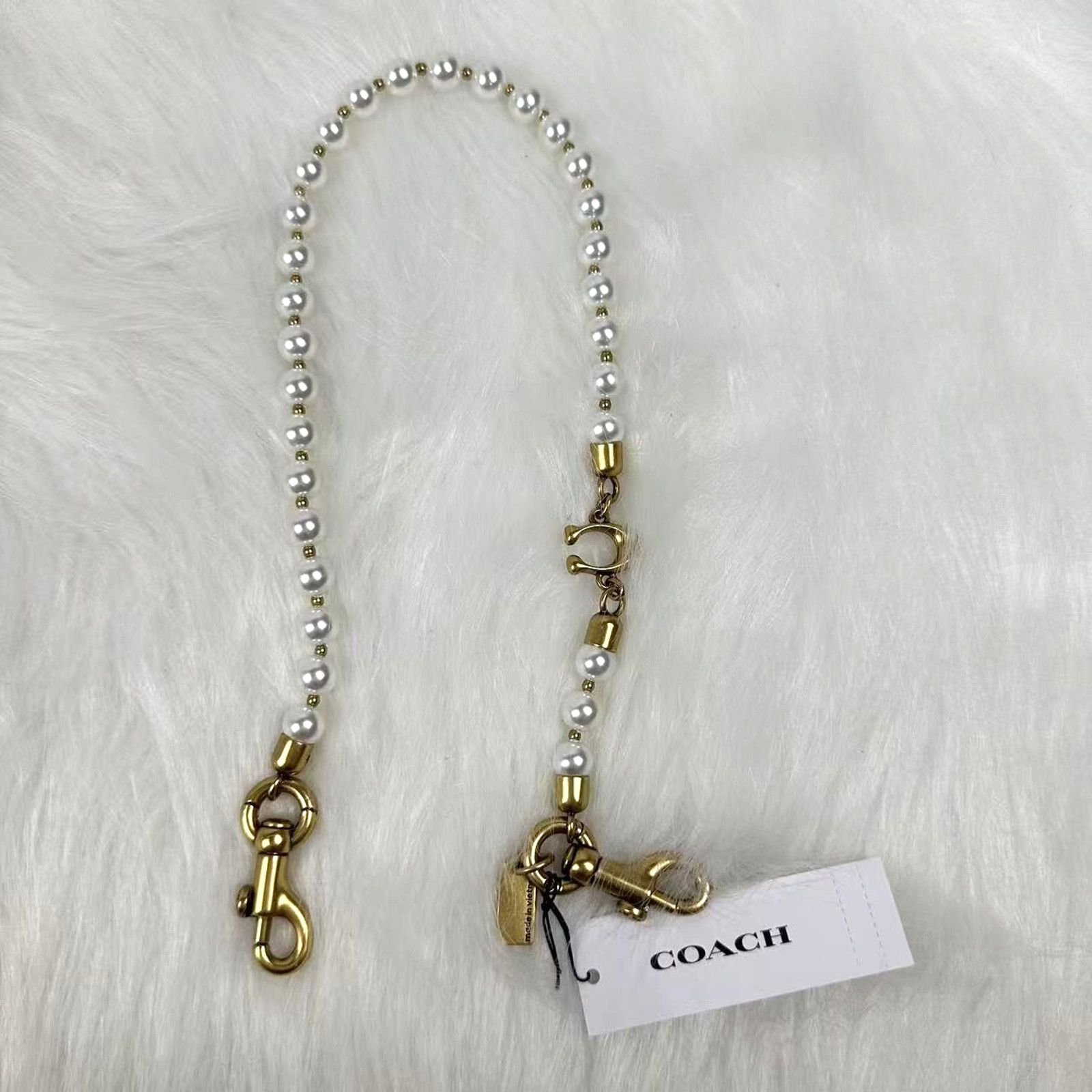 Coach Coach Short Pearl Strap In Brass/Chalk CAU48 NWT Size ONE SIZE - 1 Thumbnail