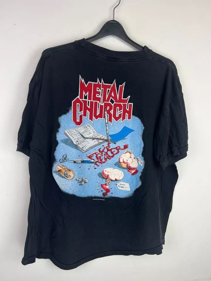 Vintage VINTAGE Metal Church "Fake Healer" T-Shirt 1989 size XXL Size US XXL / EU 58 / 5 - 4 Thumbnail