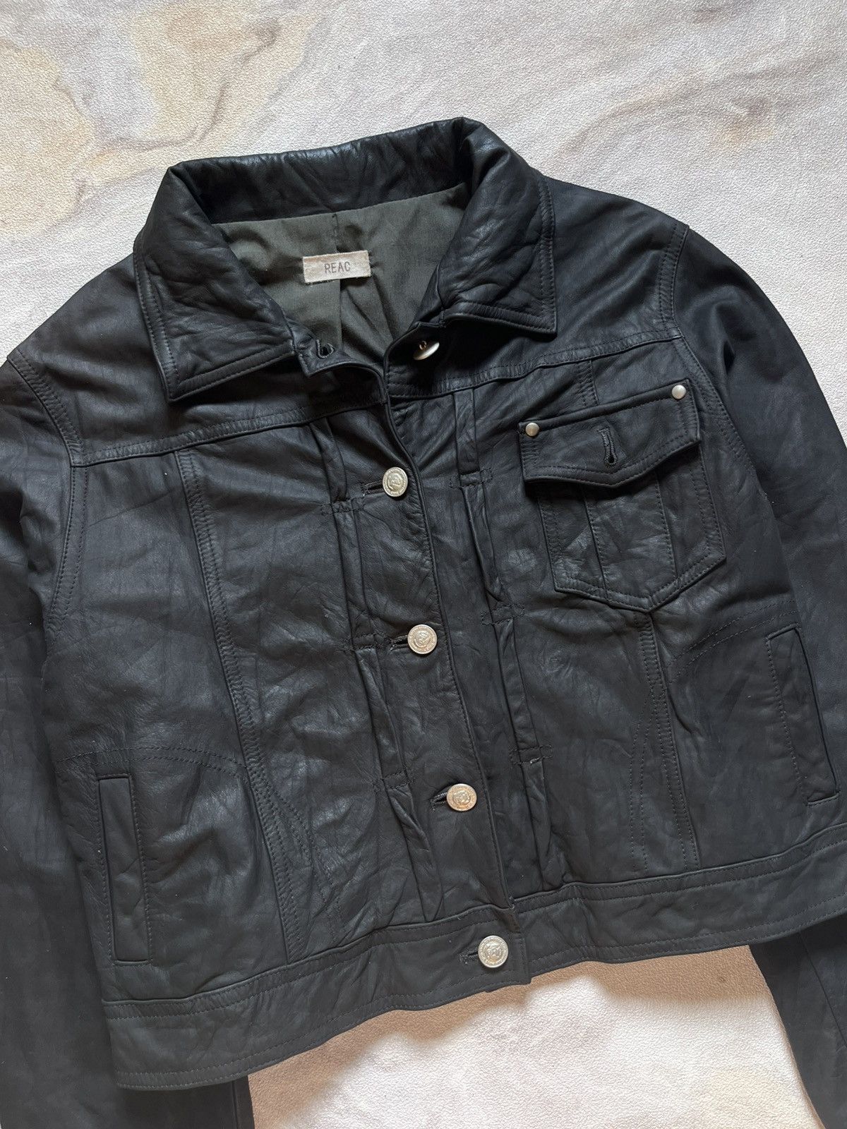 Japanese Brand Type 1 Cropped Leather Jacket By REAC Size XS / US 0-2 / IT 36-38 - 3 Thumbnail