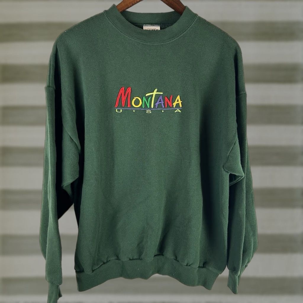 Tultex VINTAGE Tultex Maximum Sweats Crewneck Sweatshirt USA Made 90s Green XL Unisex Adults Pullover Sweatshirt Crew Neck 80s 90s Retro Vintage Montana Size US XL / EU 56 / 4 - 1 Thumbnail