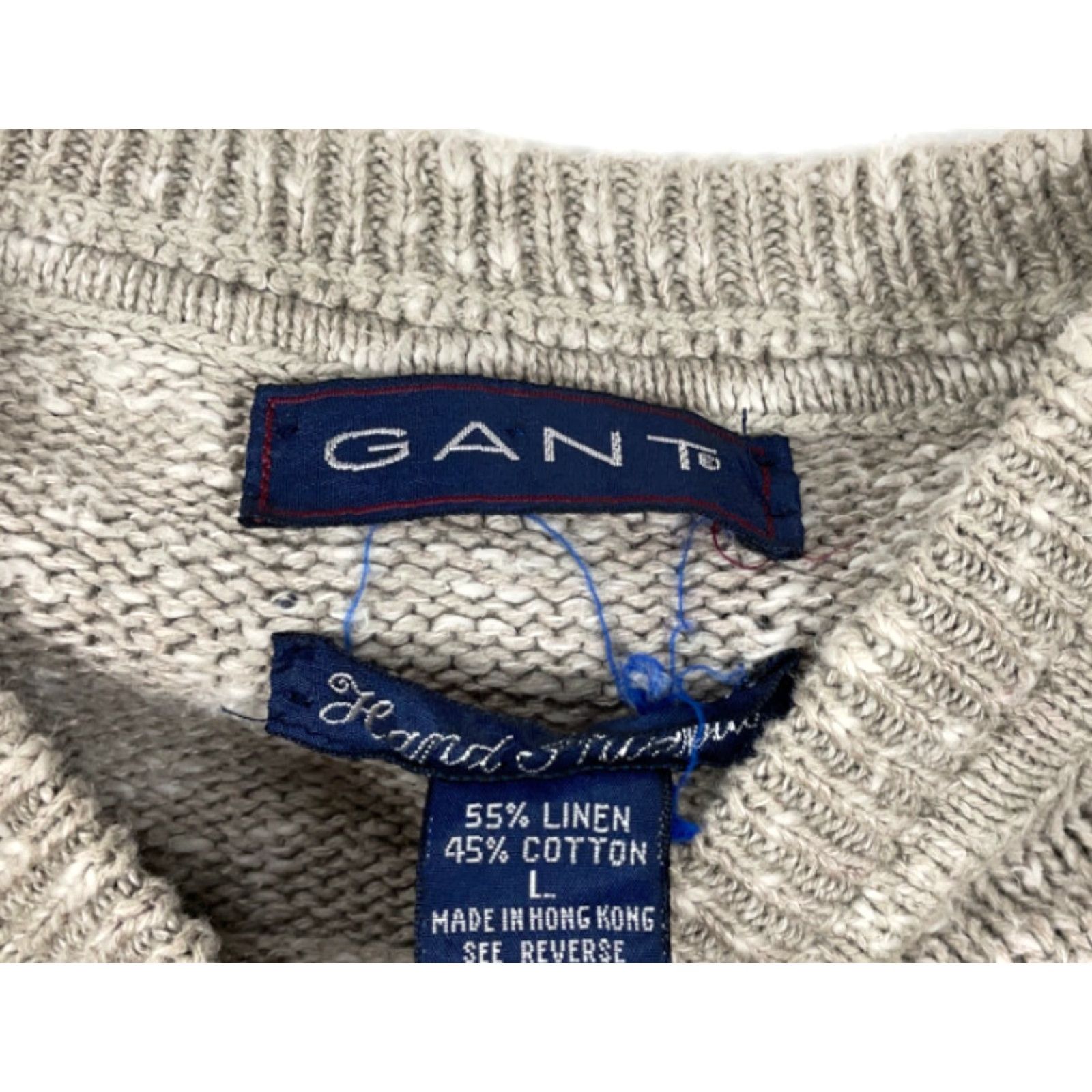 Gant VINTAGE GANT Sweater Diamond Knit Pattern Heavyweight Crew Neck Mens L Beige Knit 80s 90s Retro Tennis Classic Size US L / EU 52-54 / 3 - 4 Thumbnail