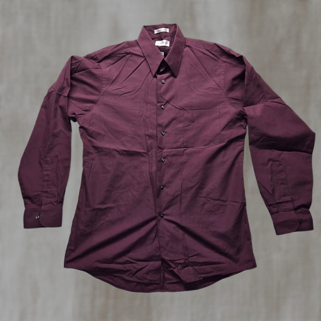 Van Heusen Van Heusen Shirt Solid Purple Adult Men 16 Regular Fit Poplin Button Up Size 16 Mens Size US L / EU 52-54 / 3 - 1 Thumbnail