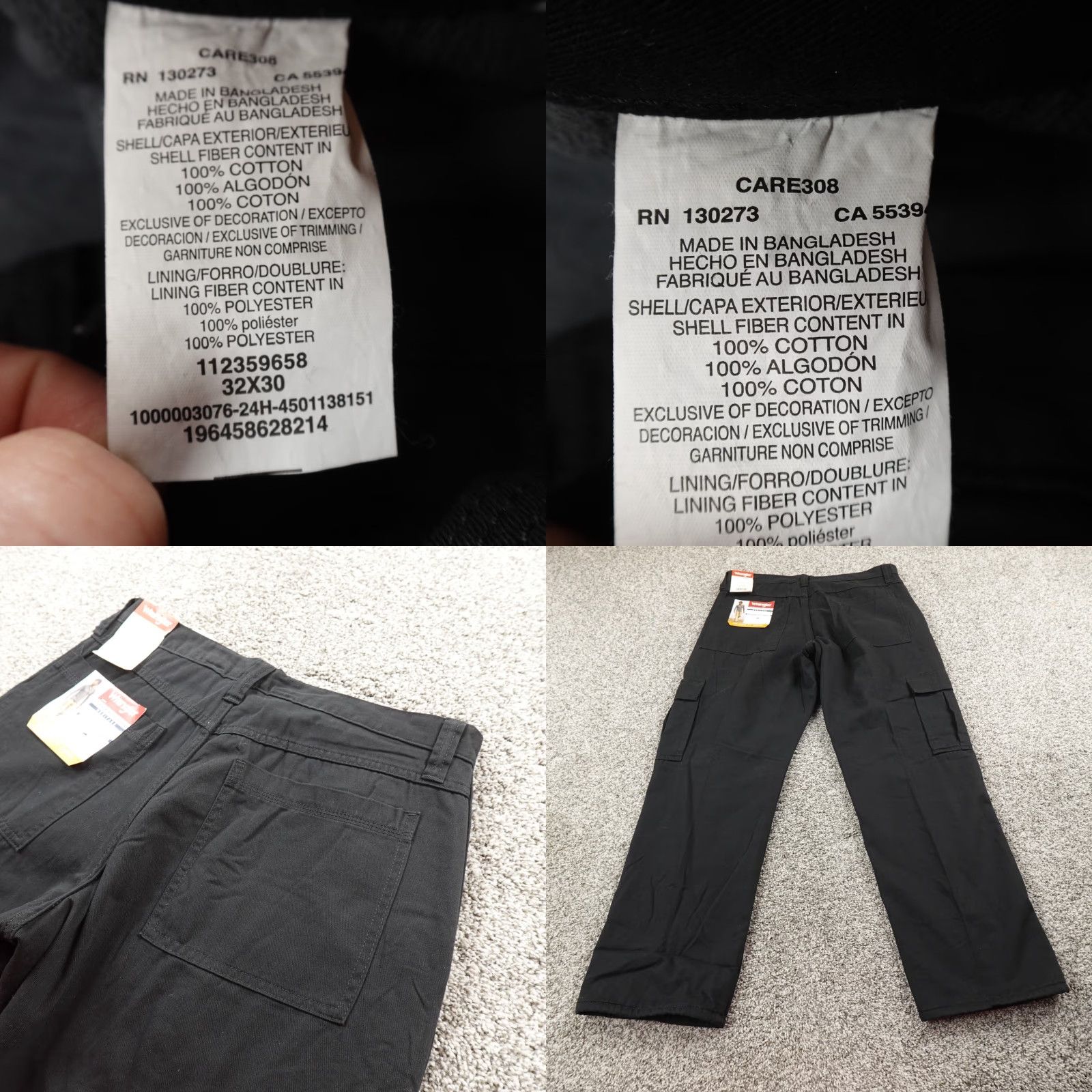 Wrangler Wrangler Pants Mens 32X30 Black Cargo Utility Fleece Lined Thermal Outdoors Size US 32 / EU 48 - 8 Thumbnail