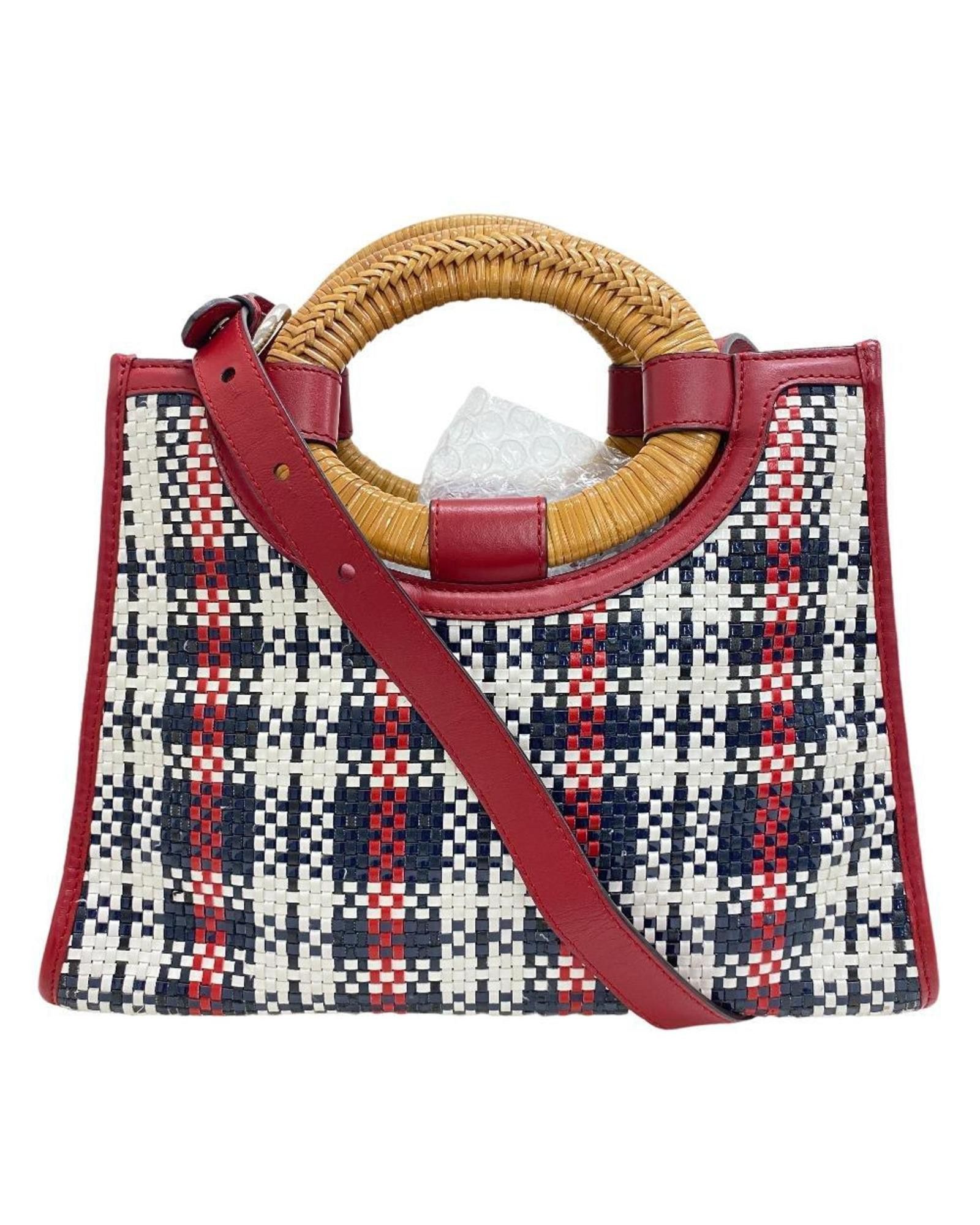 image of Elegant Red Leather Handbag By Fendi, Women's