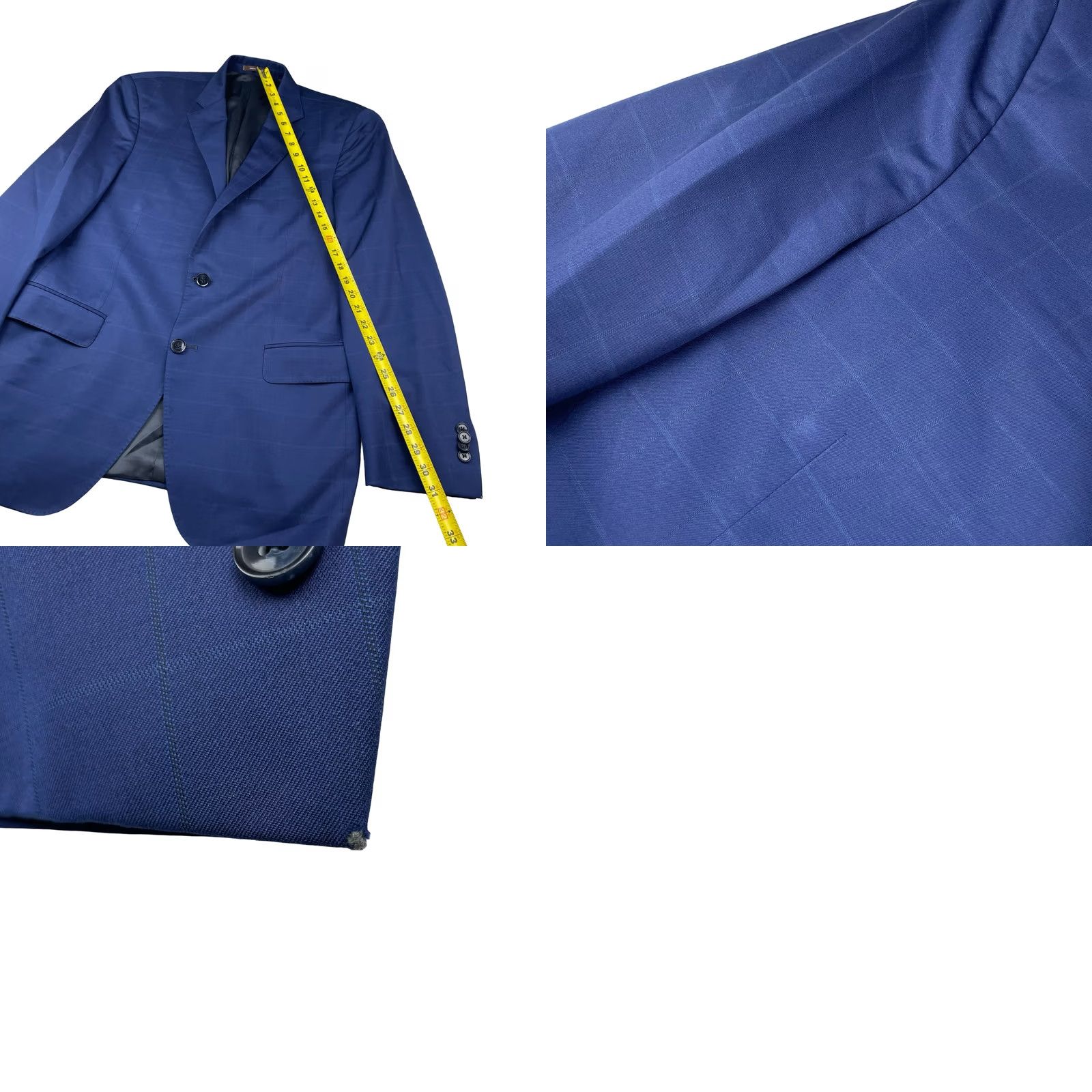 Peter Millar Peter Millar Blazer Jacket Men's 100% Wool Blue Windowpane Plaid 40R 2-Button Notch Lapel Tailored Regular Jacket/Coat Size 40R - 9 Thumbnail