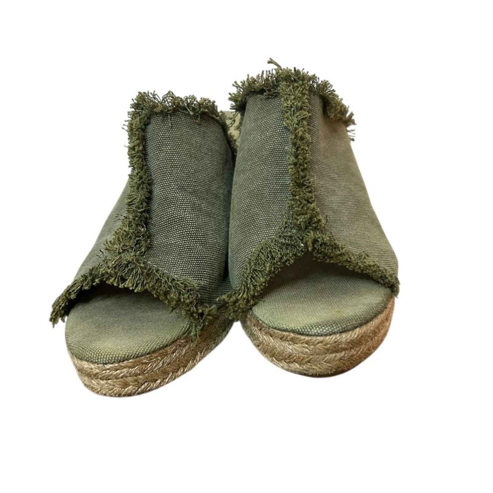 Other Maypol Olive Green Fringe Espadrille Wedge Sandals Size US 8.5 / IT 38.5 - 4 Thumbnail