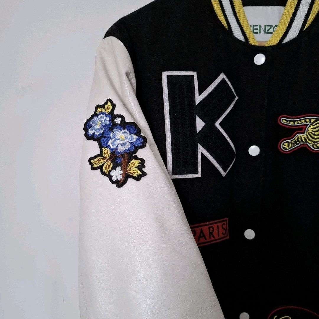 Kenzo KENZO Wool Blend Leather Varsity Quilted Logo Bomber Jacket Size US XS / EU 42 / 0 - 4 Thumbnail