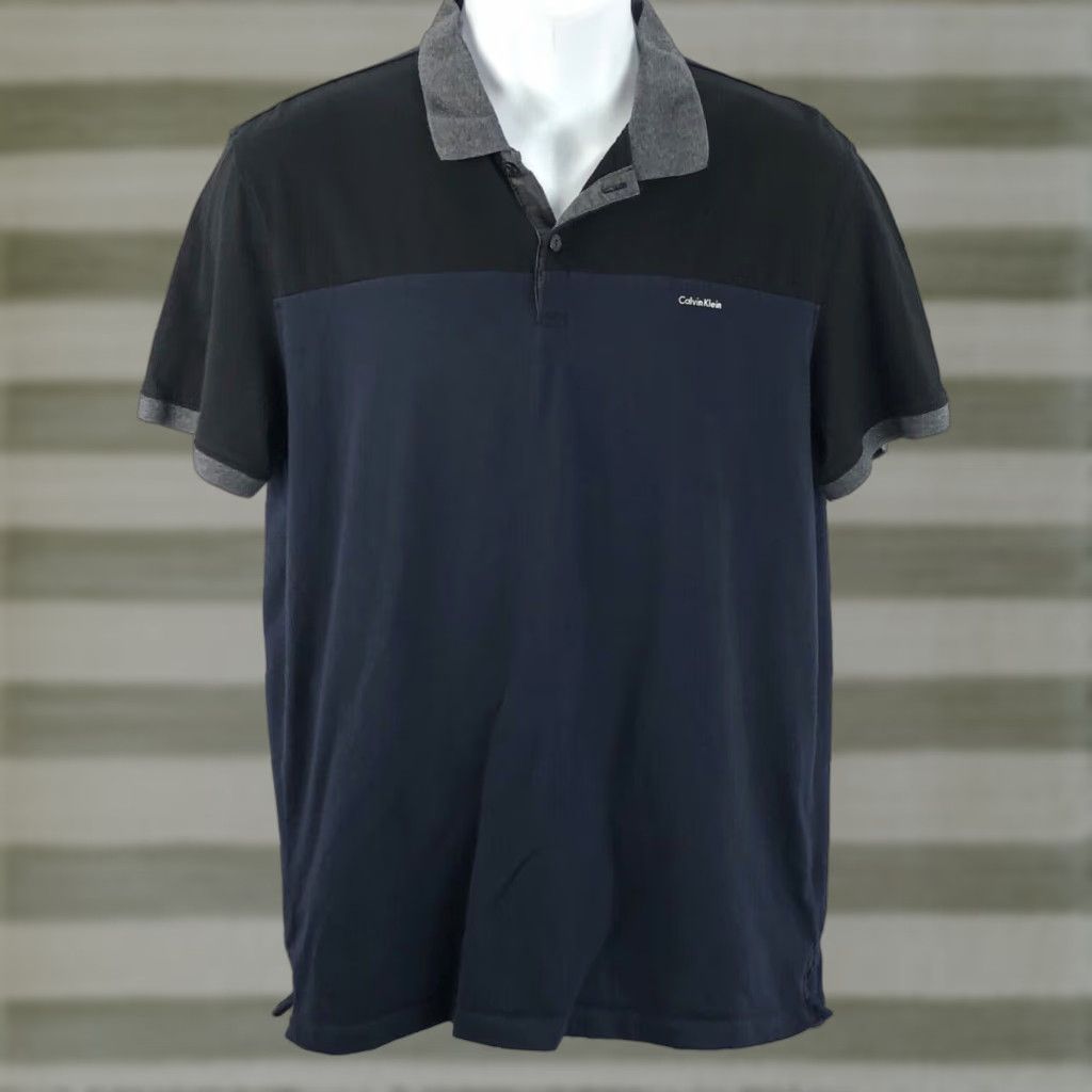 Calvin Klein Calvin Klein polo shirt L Black Blue colorblock 2 button short sleeve liquid touch Womens Casual Polo Size L / US 10 / IT 46 - 1 Thumbnail