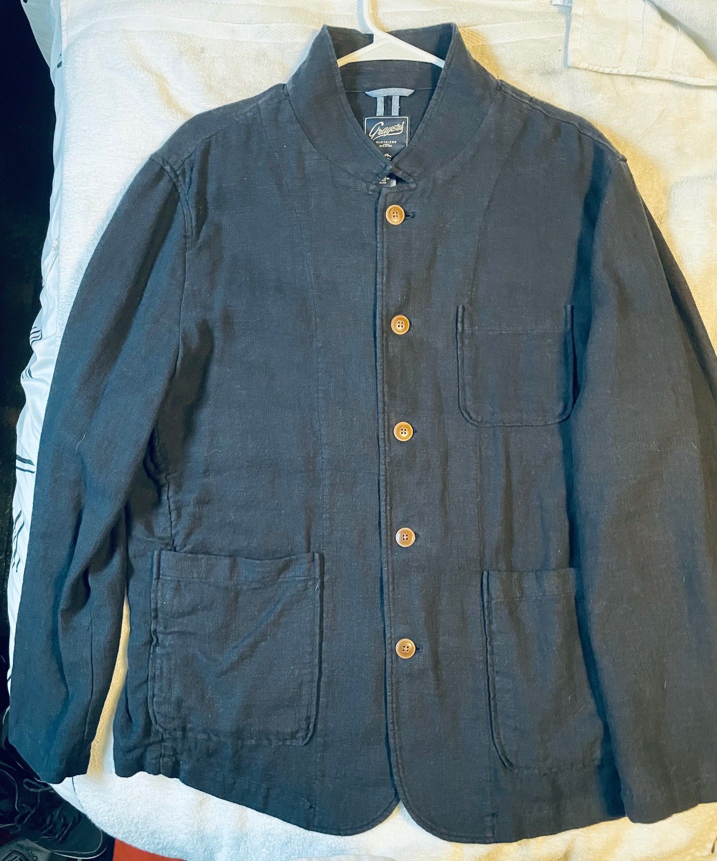 Grayers Grayers Mens XL Nelson Ramie Stand Up Collar Jacket Navy Size US XL / EU 56 / 4 - 1 Thumbnail