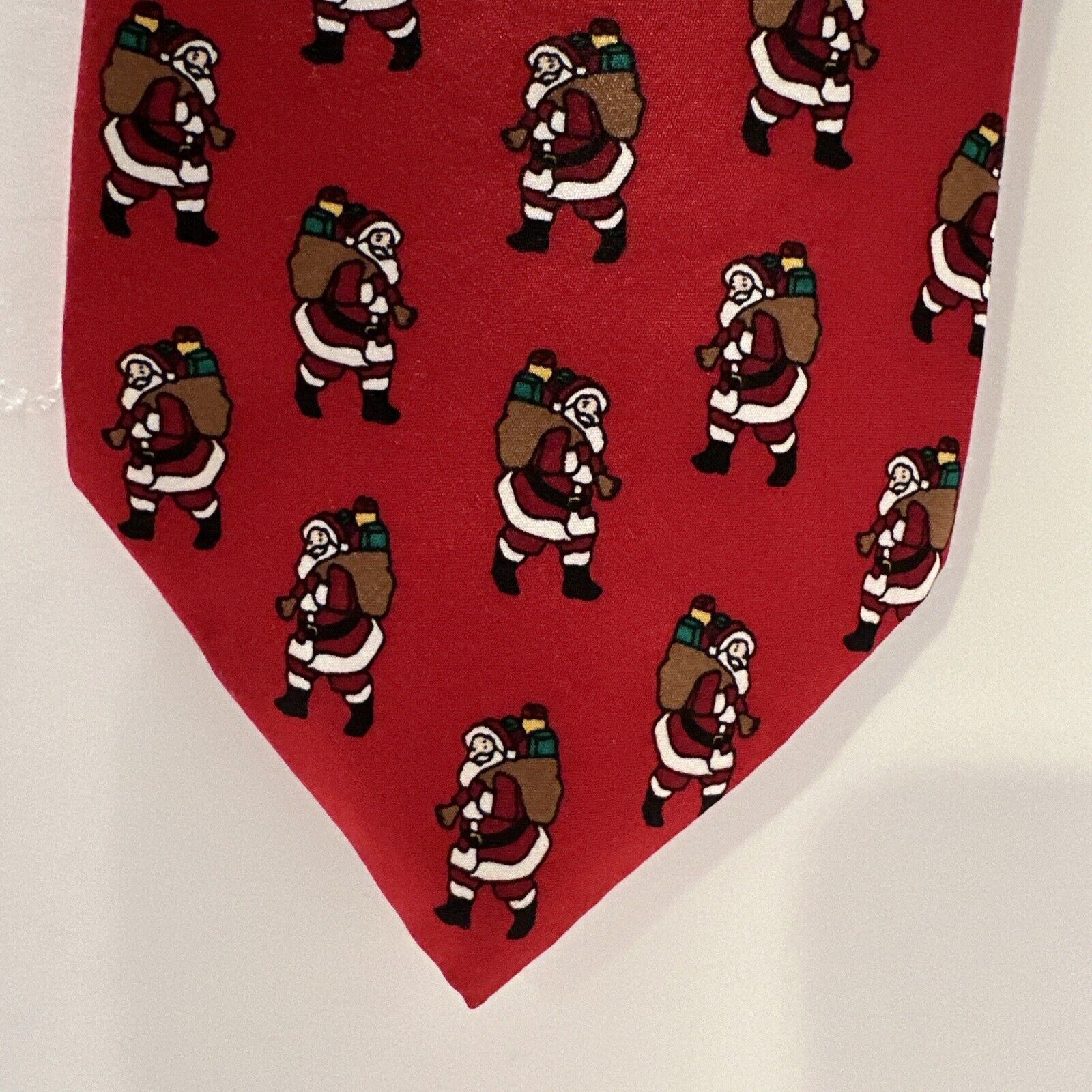 NOLLEY'S Noel Holiday Christmas NeckTie Santa Claus Red 100% Silk USA Size ONE SIZE - 1 Thumbnail
