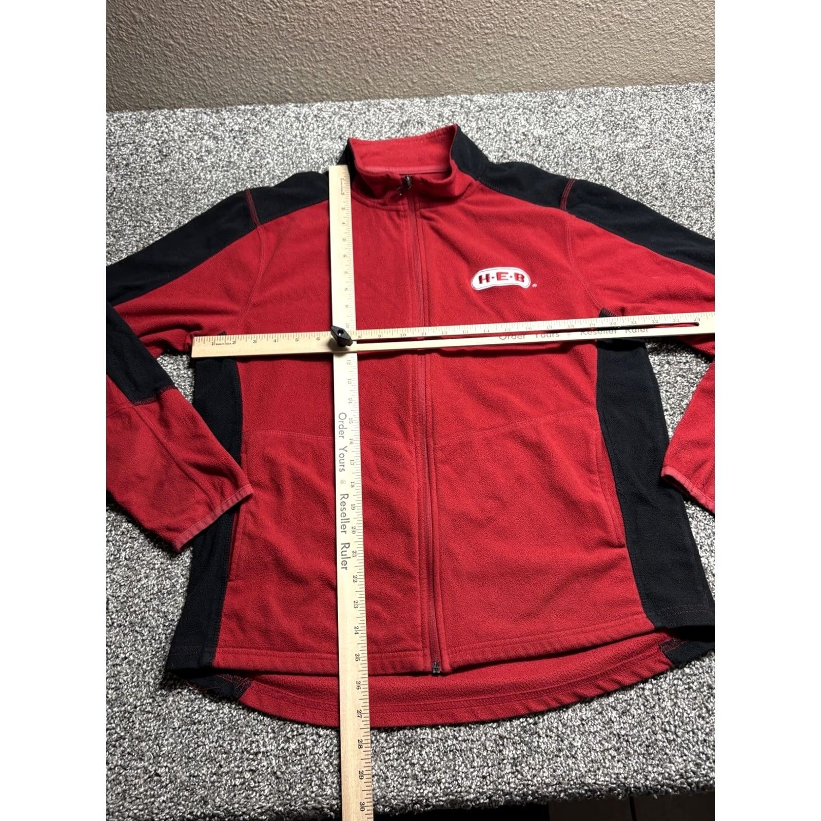 Vintage H-E-B Employee Fleece Jacket Red Full Zip Ukrop's Threads Large L Mens Shirt Jacket Size US L / EU 52-54 / 3 - 5 Thumbnail