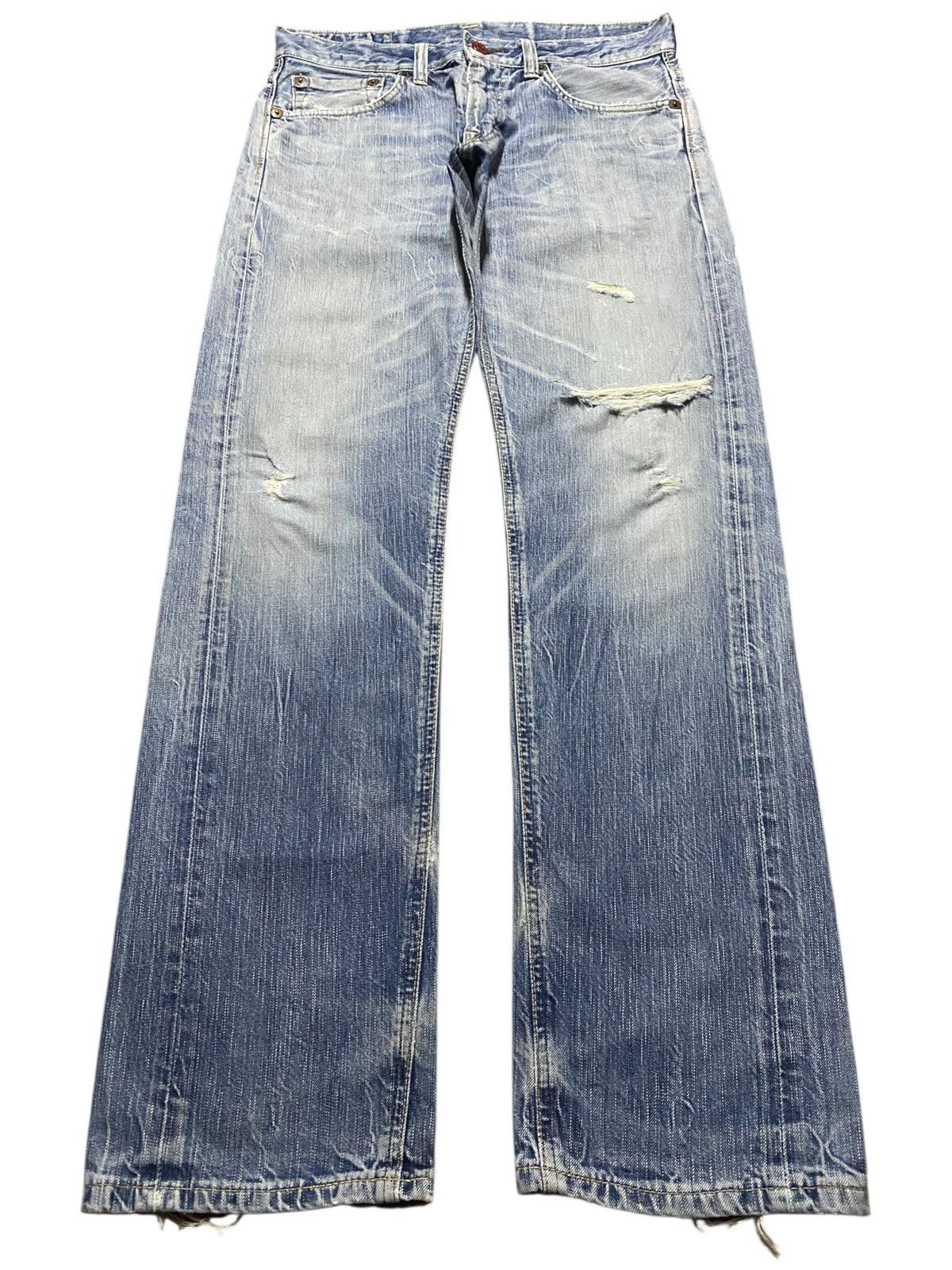 Edwin Vintage Edwin Blue Trip 503 Distressed Faded Wash Loose Jean Size US 33 - 1 Thumbnail