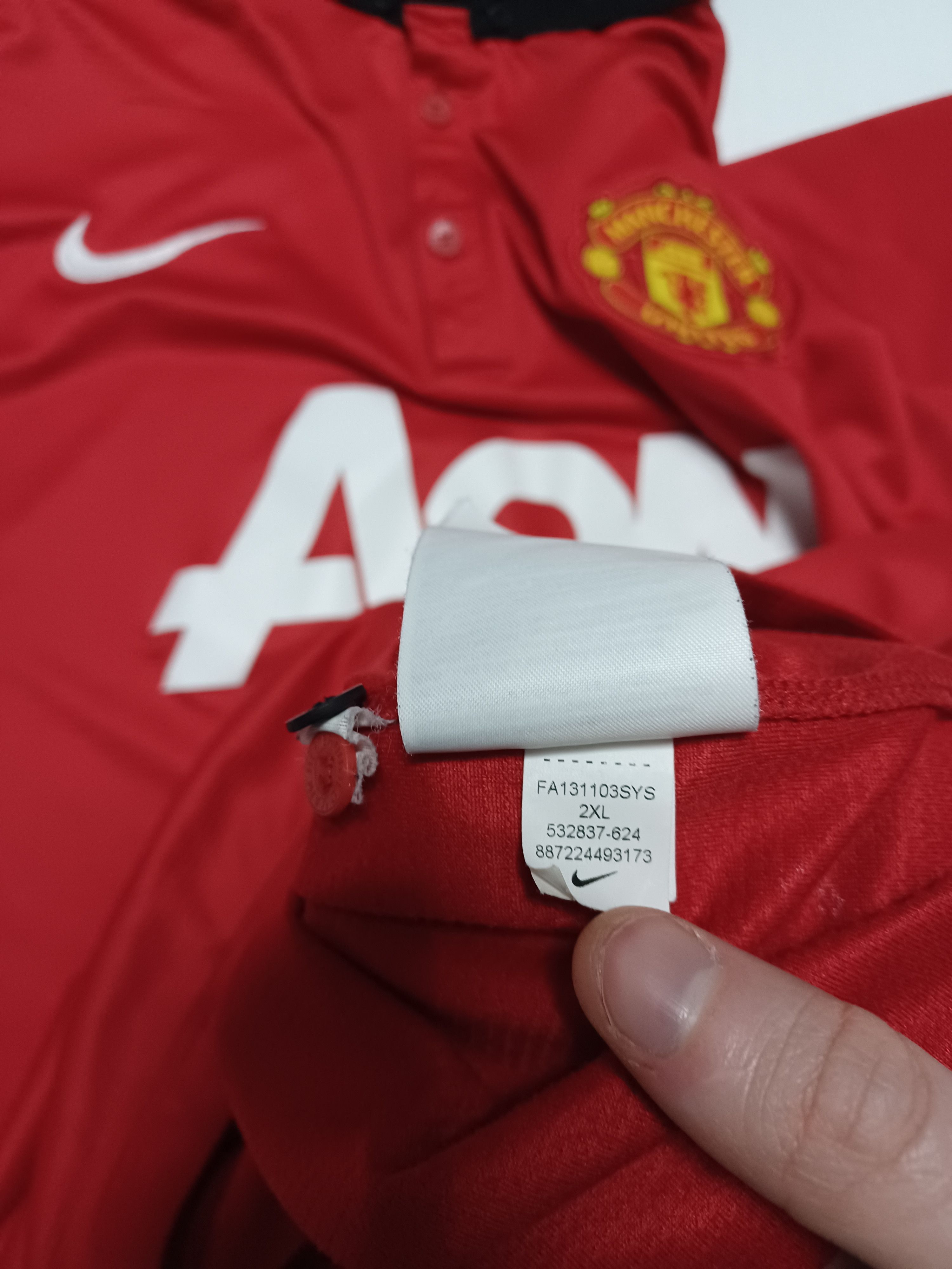 Nike MANCHESTER UNITED 13-14 HOME JERSEY NIKE VINTAGE SOCCER Size US XXL / EU 58 / 5 - 8 Thumbnail