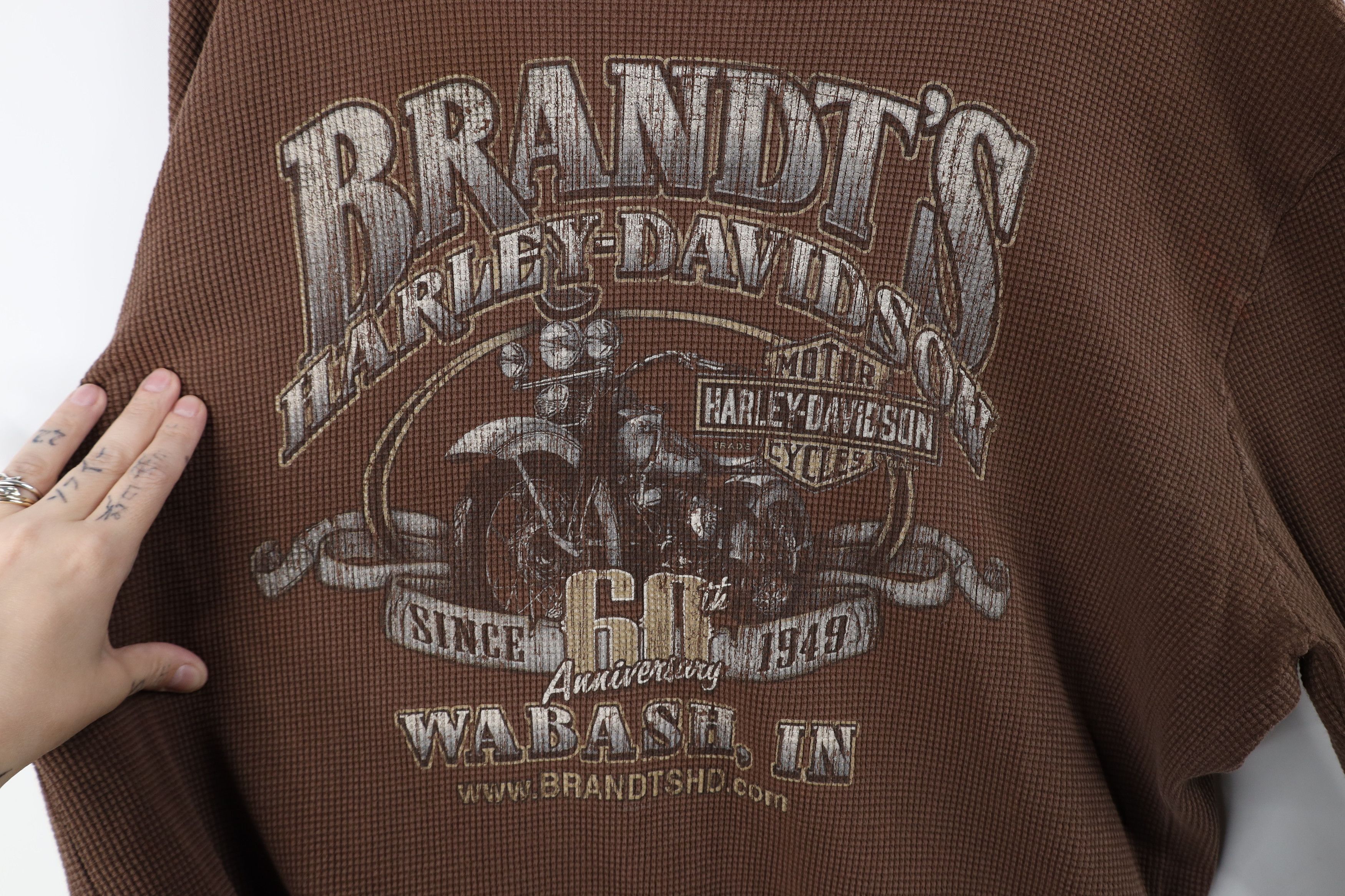 Harley Davidson Vintage Harley Davidson Waffle Knit Long Sleeve T-Shirt Size US XL / EU 56 / 4 - 12 Thumbnail