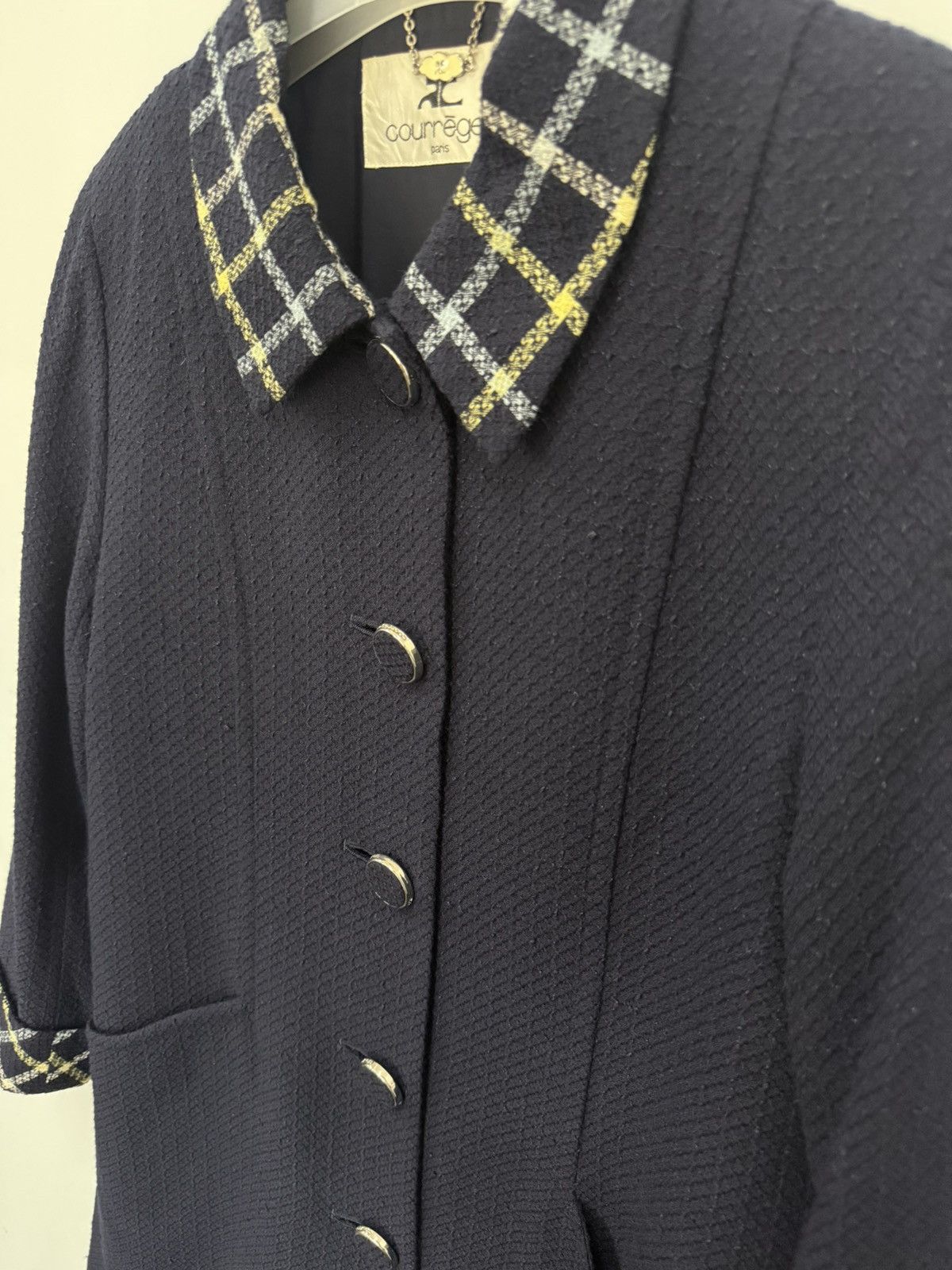 Courreges 🔥 VINTAGE PARIS LUXURY COURREGES WOOL LONG COAT IN BLUE Size S / US 4 / IT 40 - 4 Thumbnail