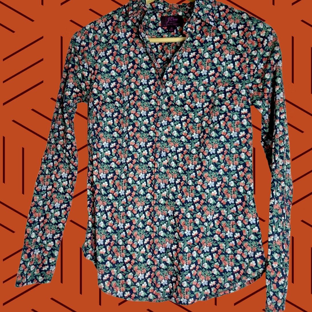 J.Crew J.CREW Shirt Womens M LD8 Liberty Fabric Floral Button Cotton Long Sleeve Size Size M / US 6-8 / IT 42-44 - 1 Thumbnail
