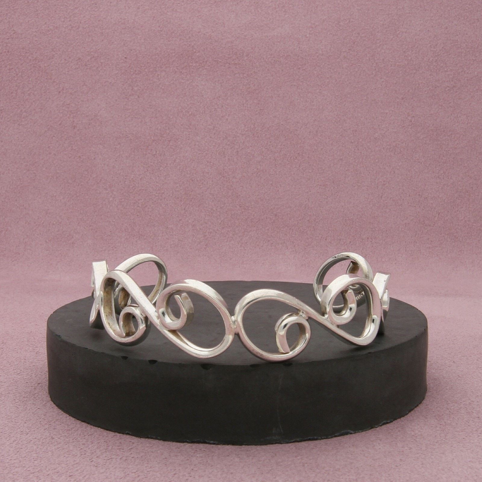 Sterling Silver taxco mexico sterling silver scroll cuff bracelet size 7in Size ONE SIZE - 1 Thumbnail