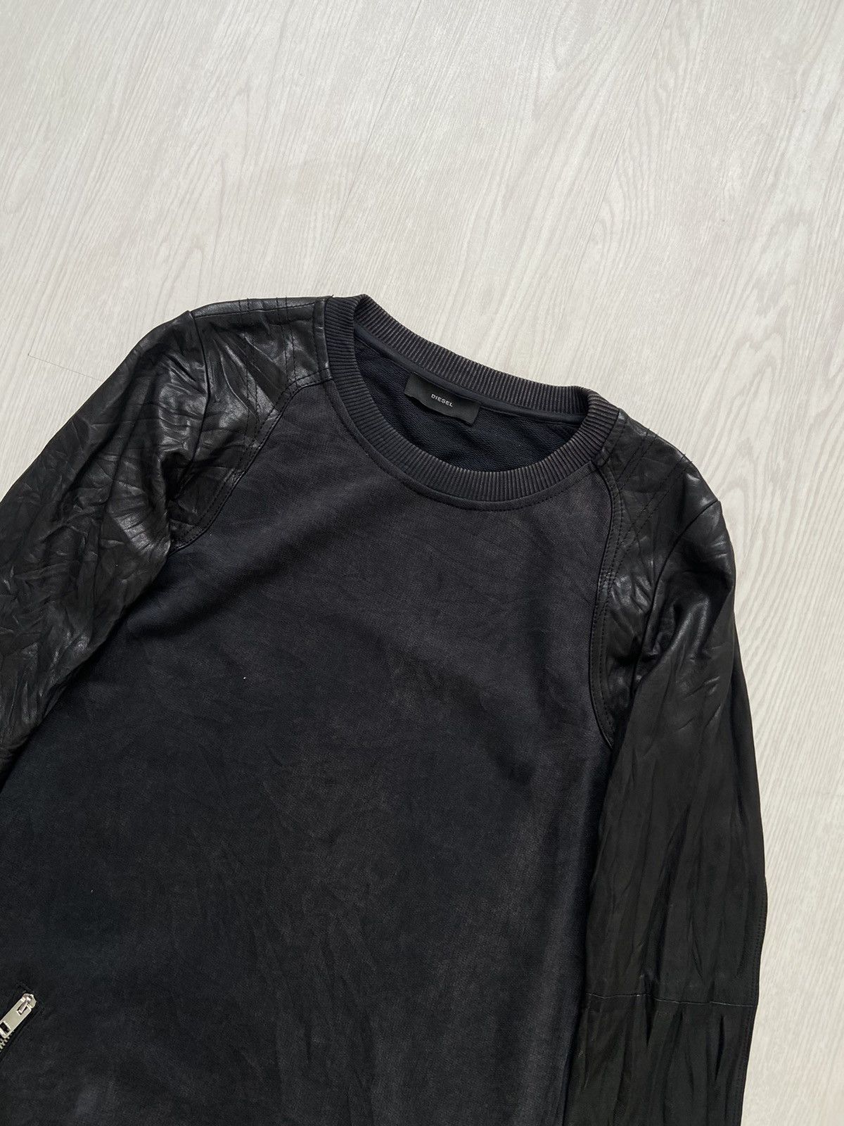 Diesel × Diesel Black Gold Vintage Diesel Lambskin Hybrid Zipper Dress Sweatshirt Size M / US 6-8 / IT 42-44 - 4 Thumbnail