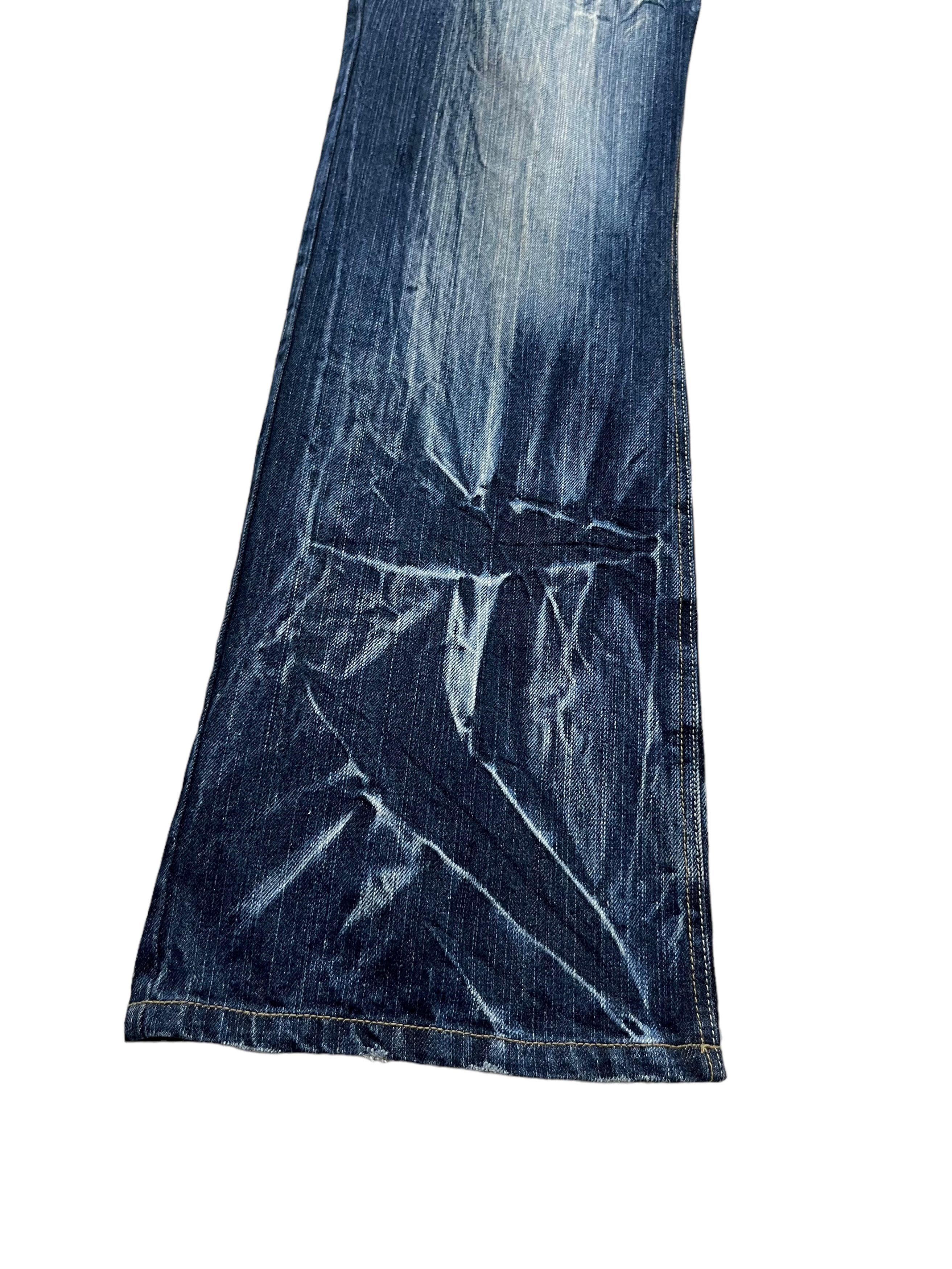 Seditionaries FYE🔥Vtg 90’s TRIXY Punk Studded Acid Wash Blue Flare Denim Size US 33 - 19 Thumbnail