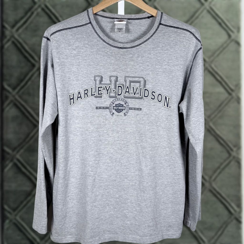 Harley Davidson Harley-Davidson T-Shirt Long Sleeve Gray Men's XL Pockets Texas Gr ay Size US XL / EU 56 / 4 - 1 Thumbnail